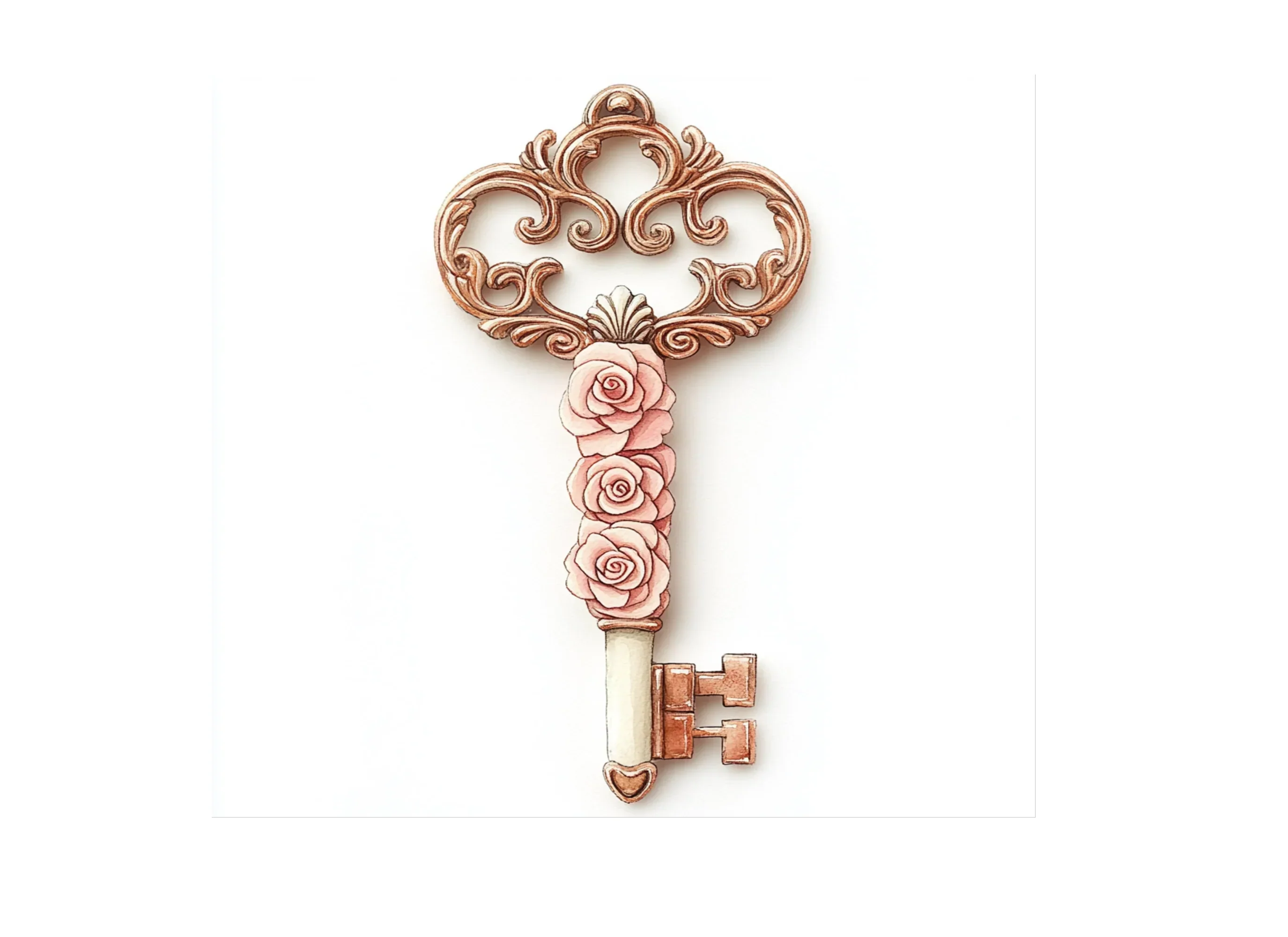 Vintage Rose Key Clipart Bundle - Image 2