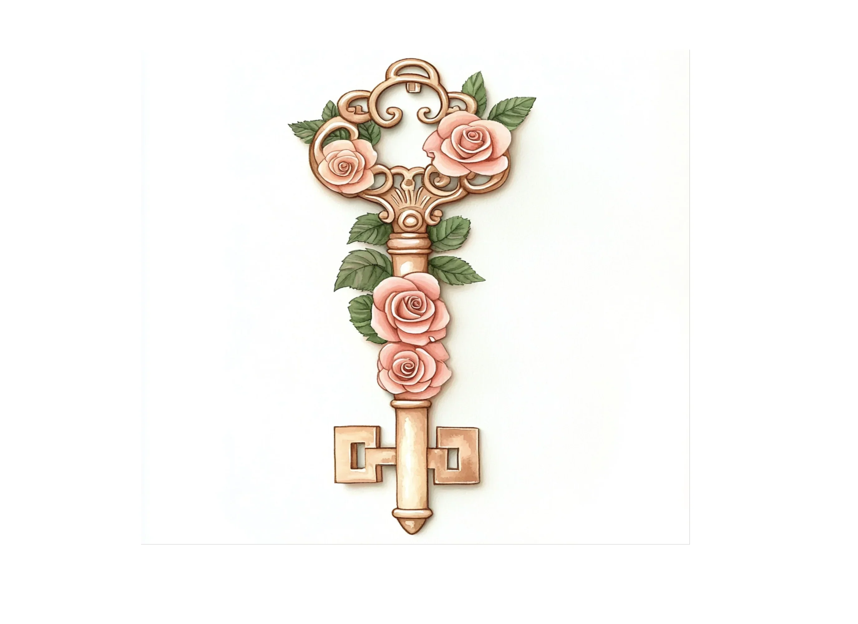 Vintage Rose Key Clipart Bundle - Image 3