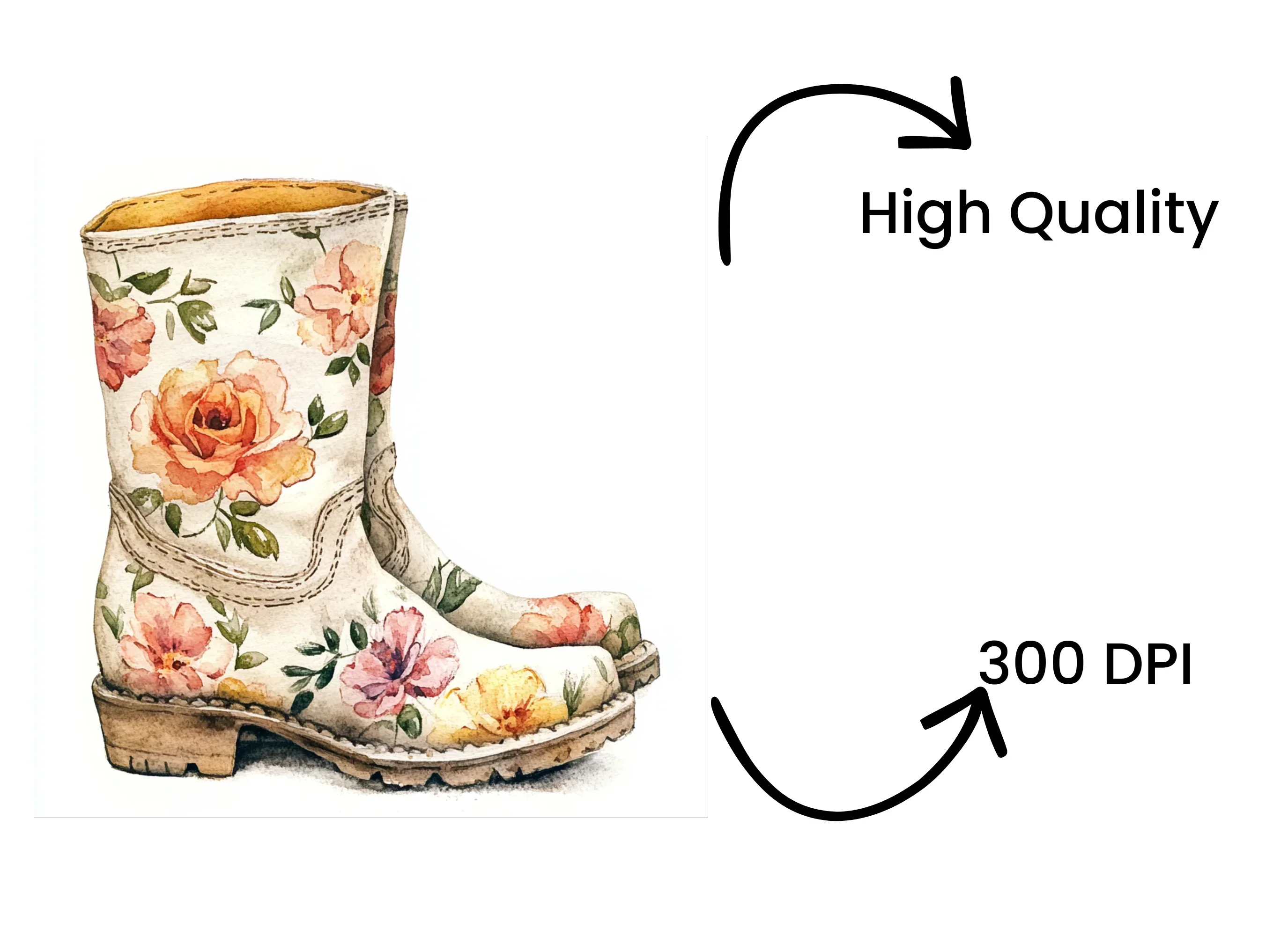 Vintage Rose Patterned Boots Clipart Bundle - Image 4