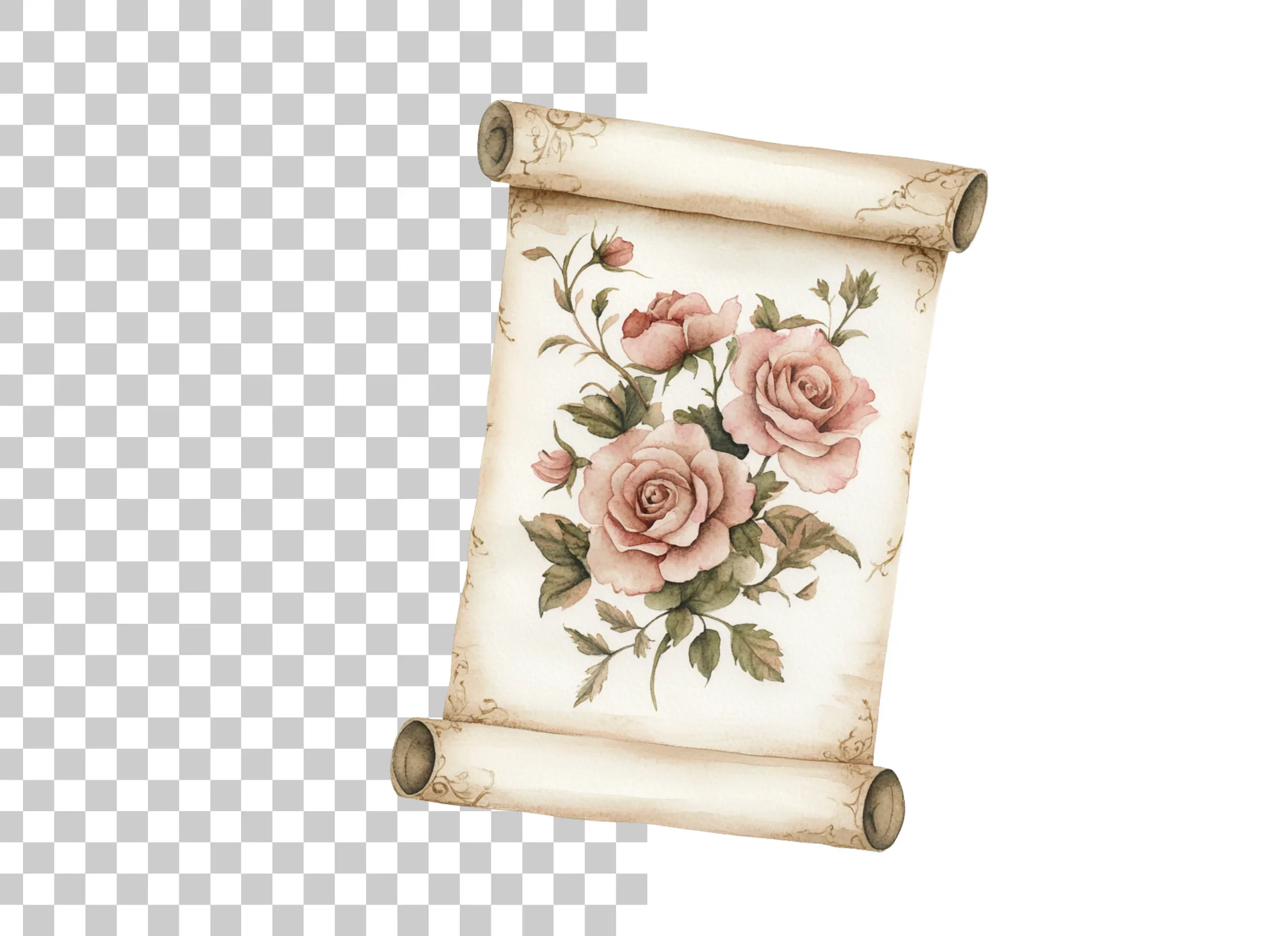 Vintage Rose Scroll Clipart Bundle - Image 2