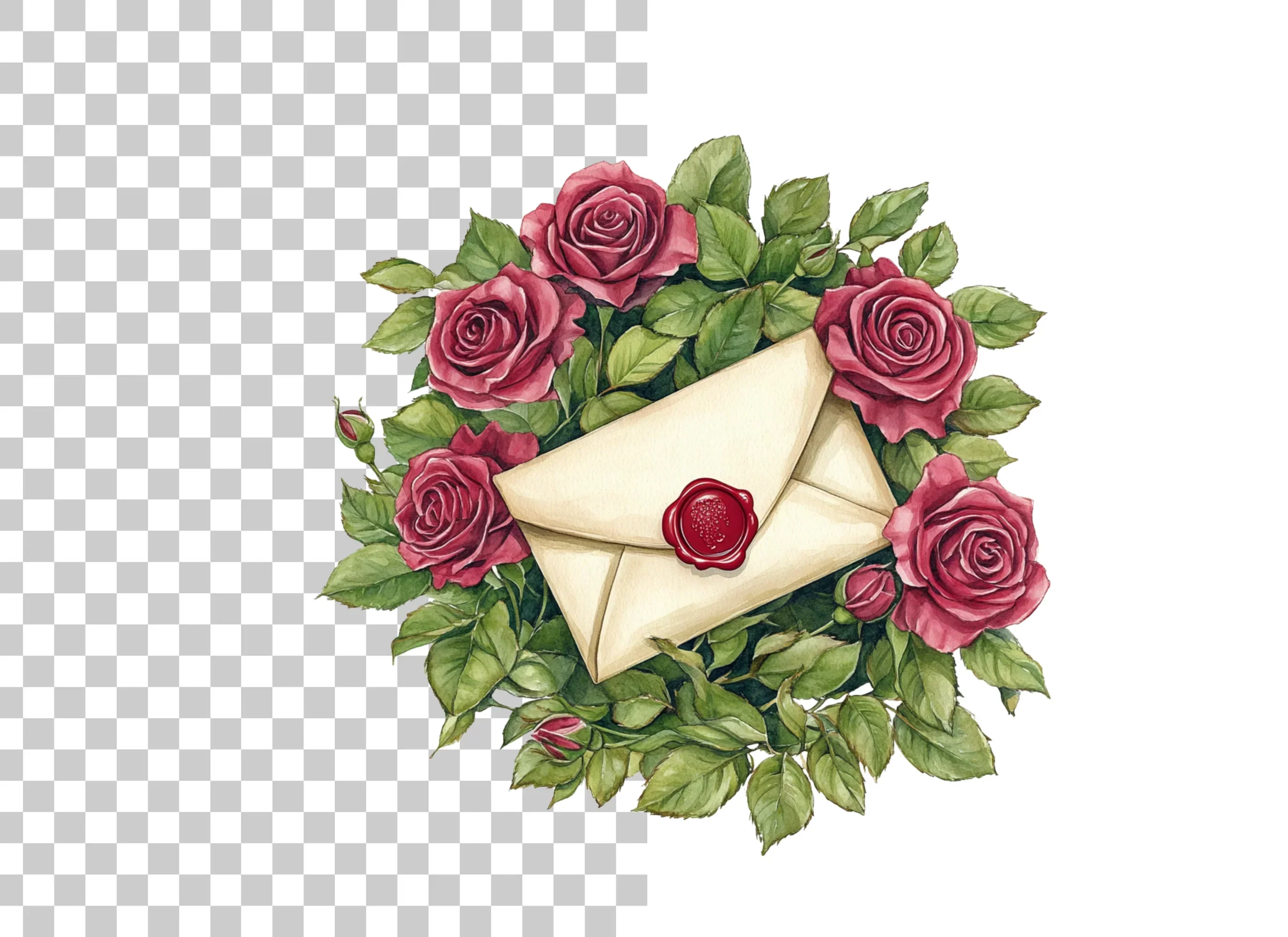 Vintage Rose Wreath Love Letter Clipart Bundle - Image 4