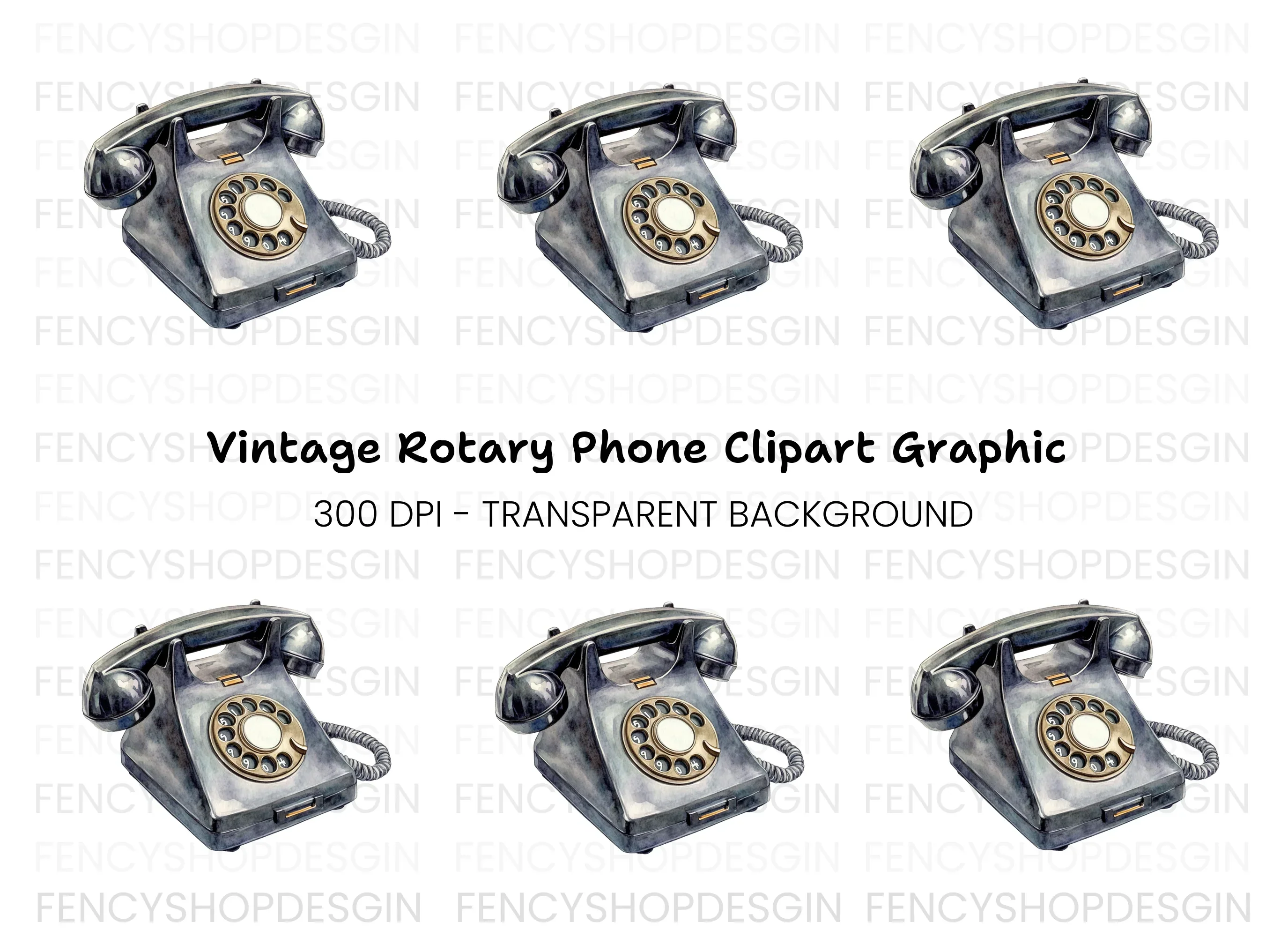 Vintage Rotary Phone Clipart Bundle