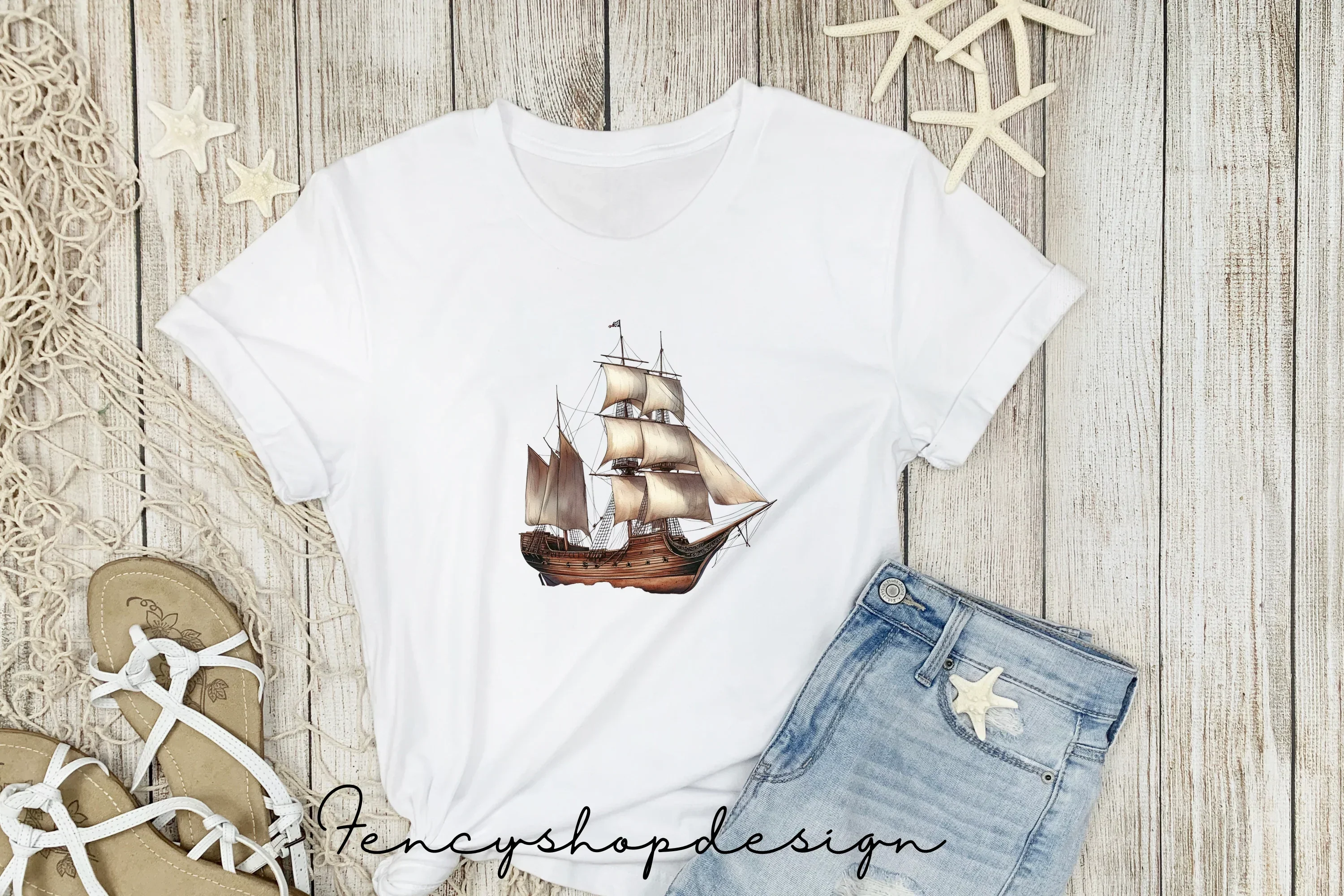 Vintage Sailing Ship Clipart Bundle - Image 4