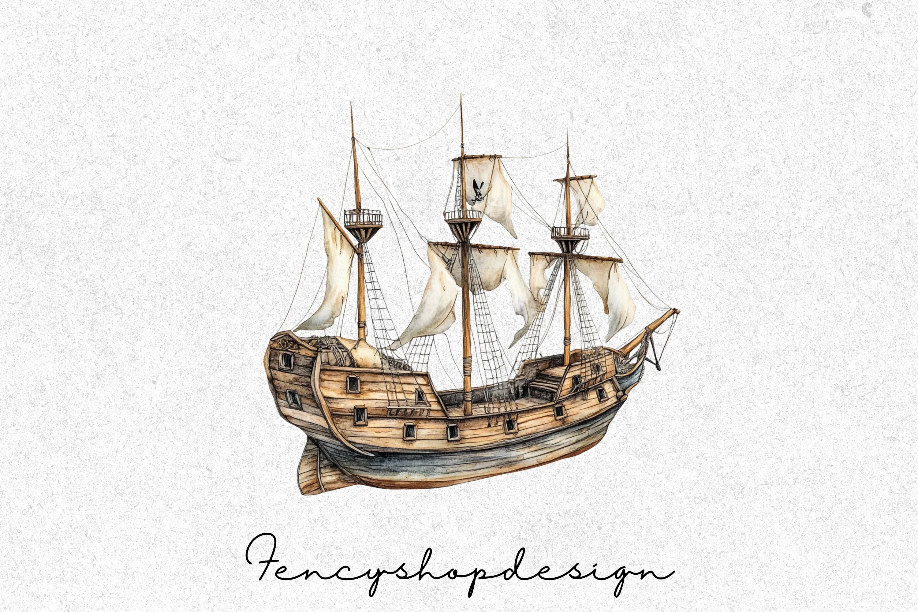 Vintage Sailing Ship Clipart Bundle - Image 7
