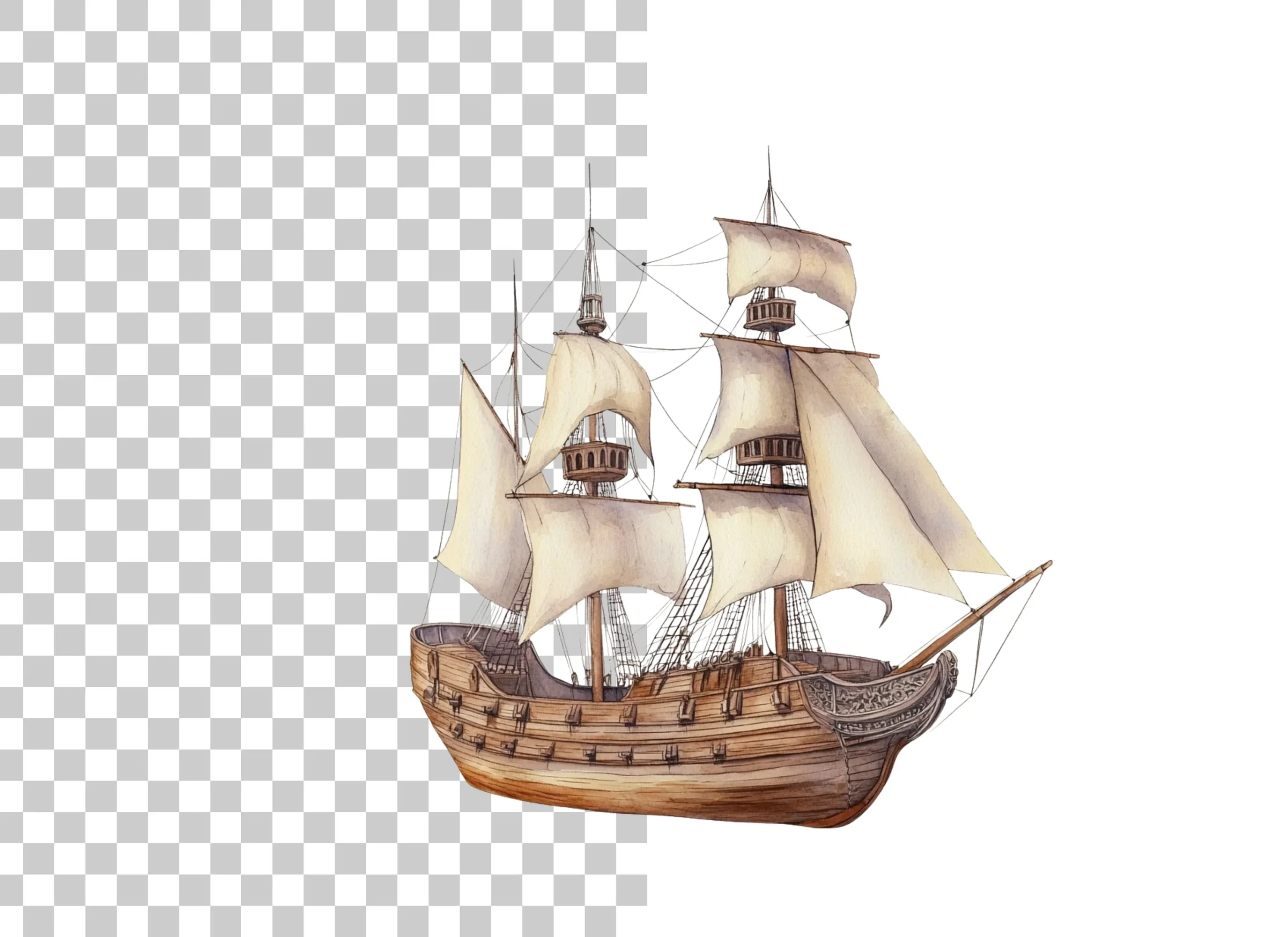 Vintage Sailing Ships Clipart Bundle - Image 2