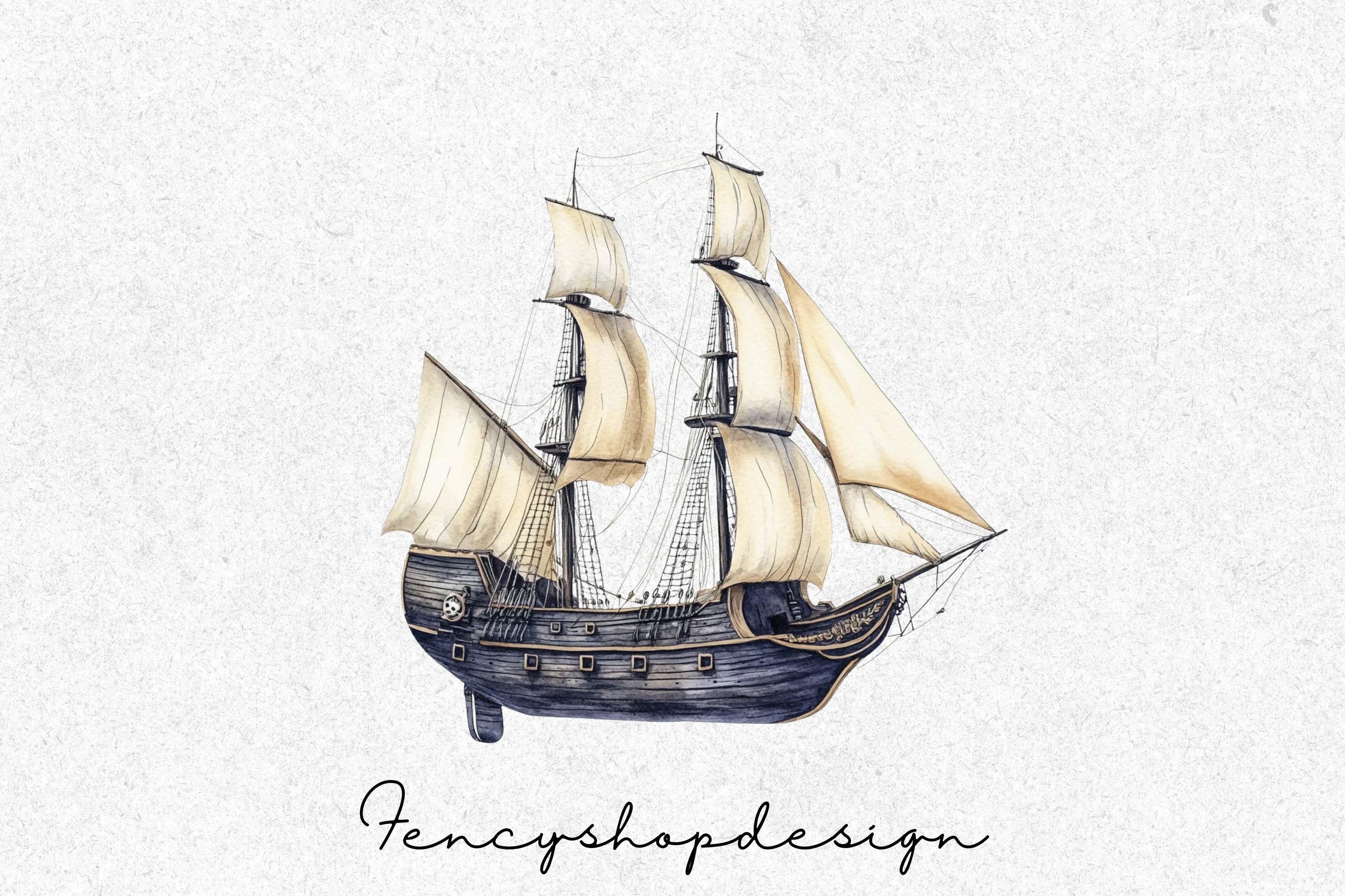 Vintage Sailing Ships Clipart Bundle - Image 3