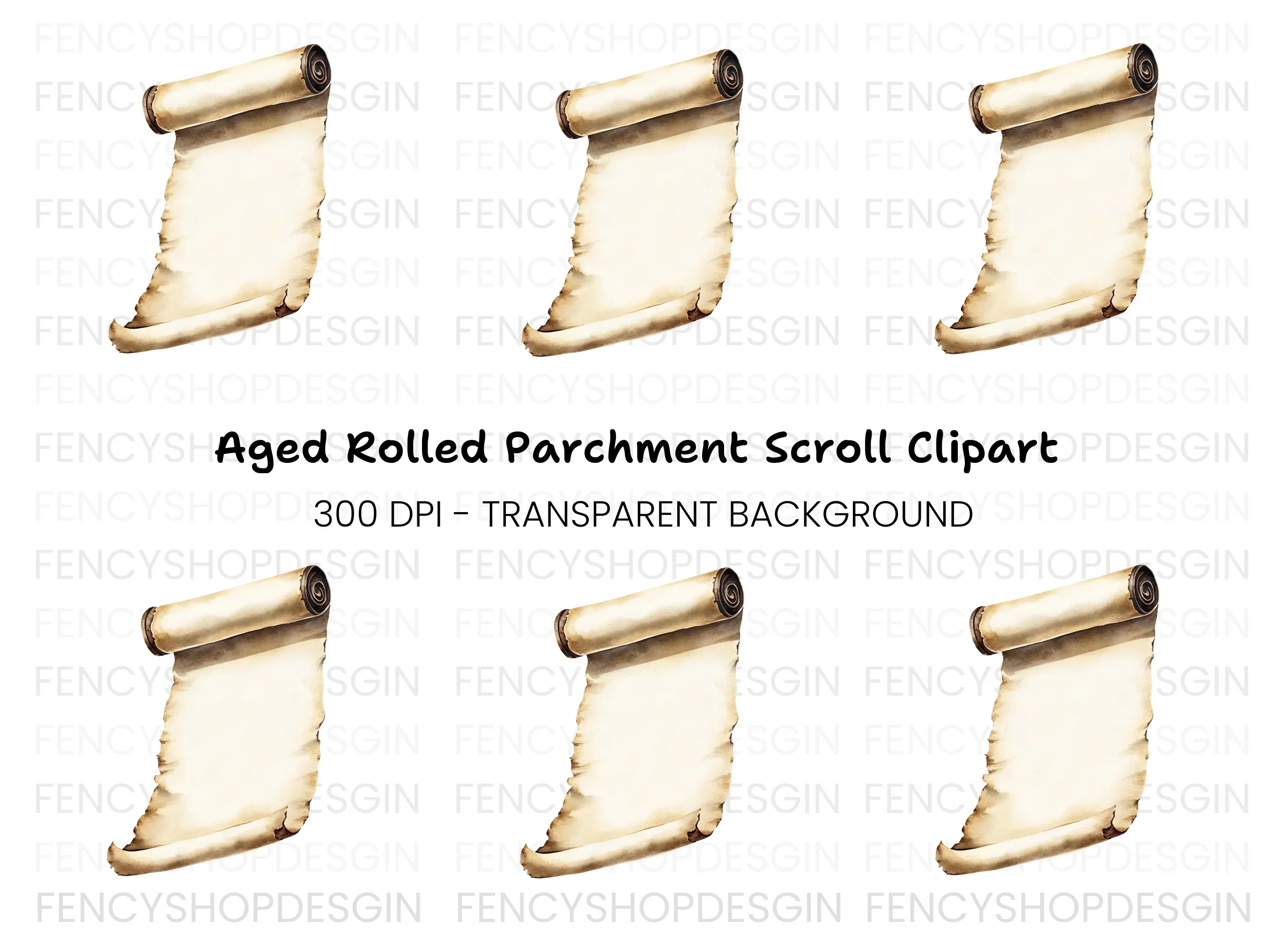 Vintage Scroll Blank Parchment Clipart Bundle