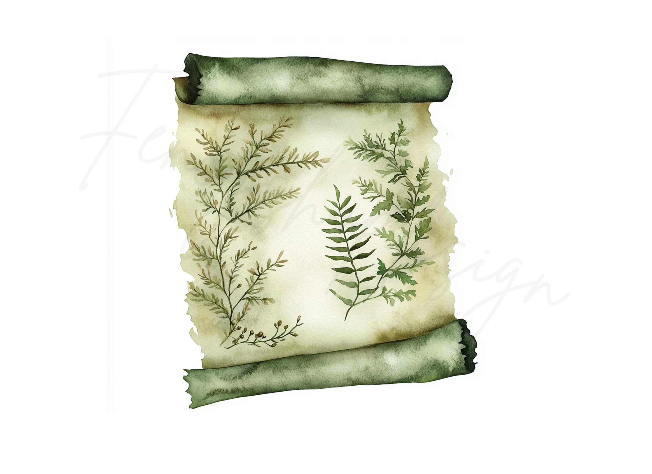 Vintage Scroll Fern Clipart Bundle - Image 3