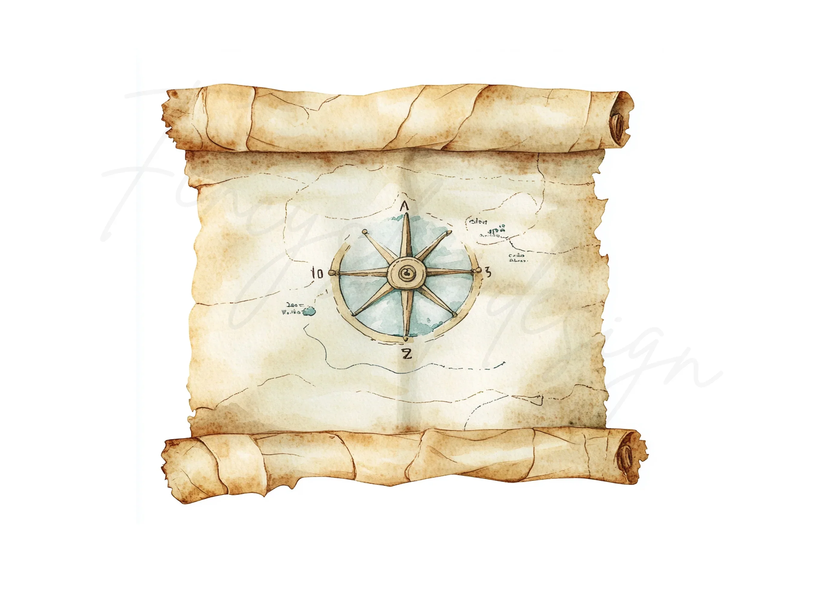 Vintage Scroll Maps Clipart Bundle - Image 3