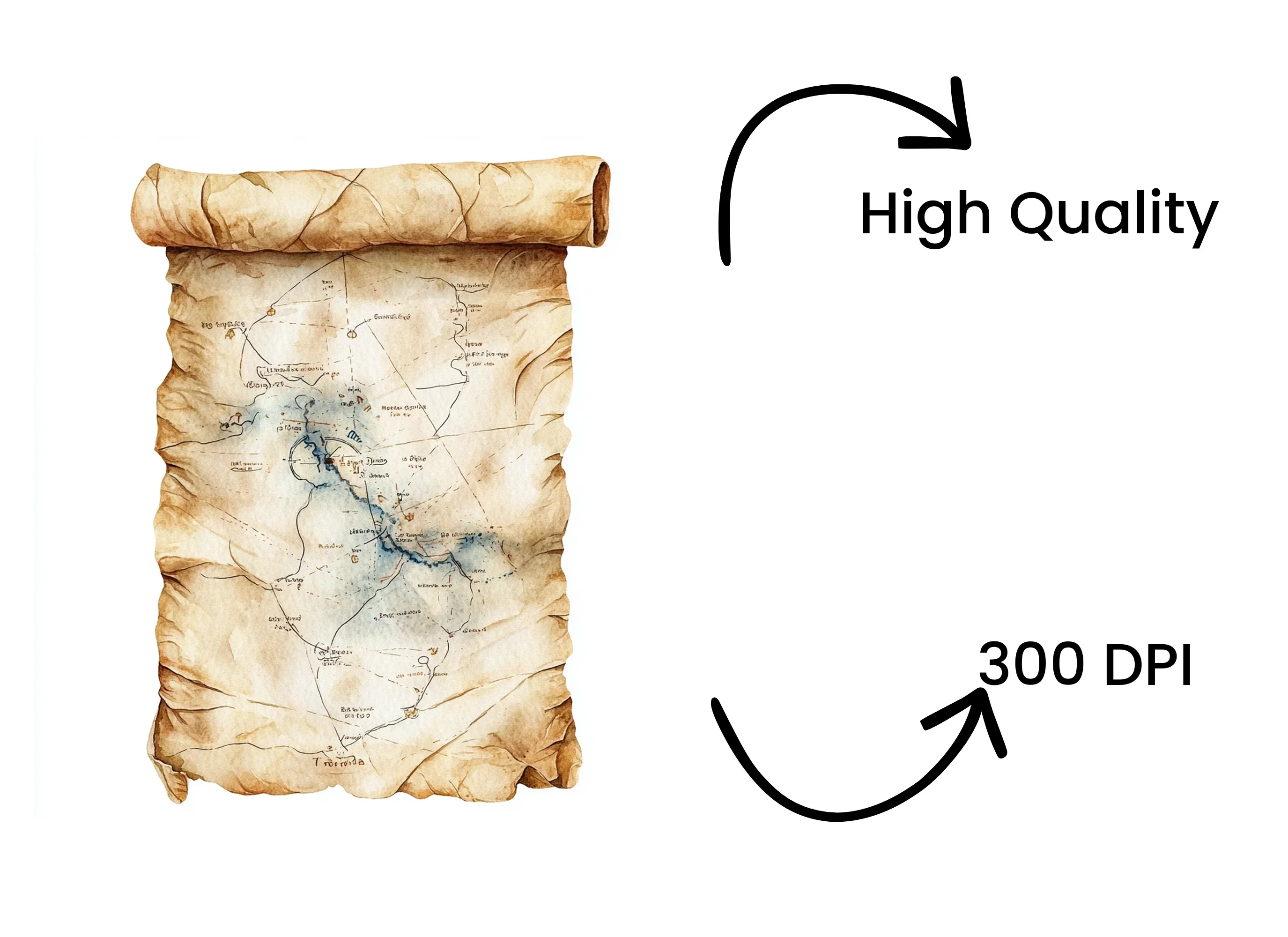 Vintage Scroll Maps Clipart Bundle - Image 4
