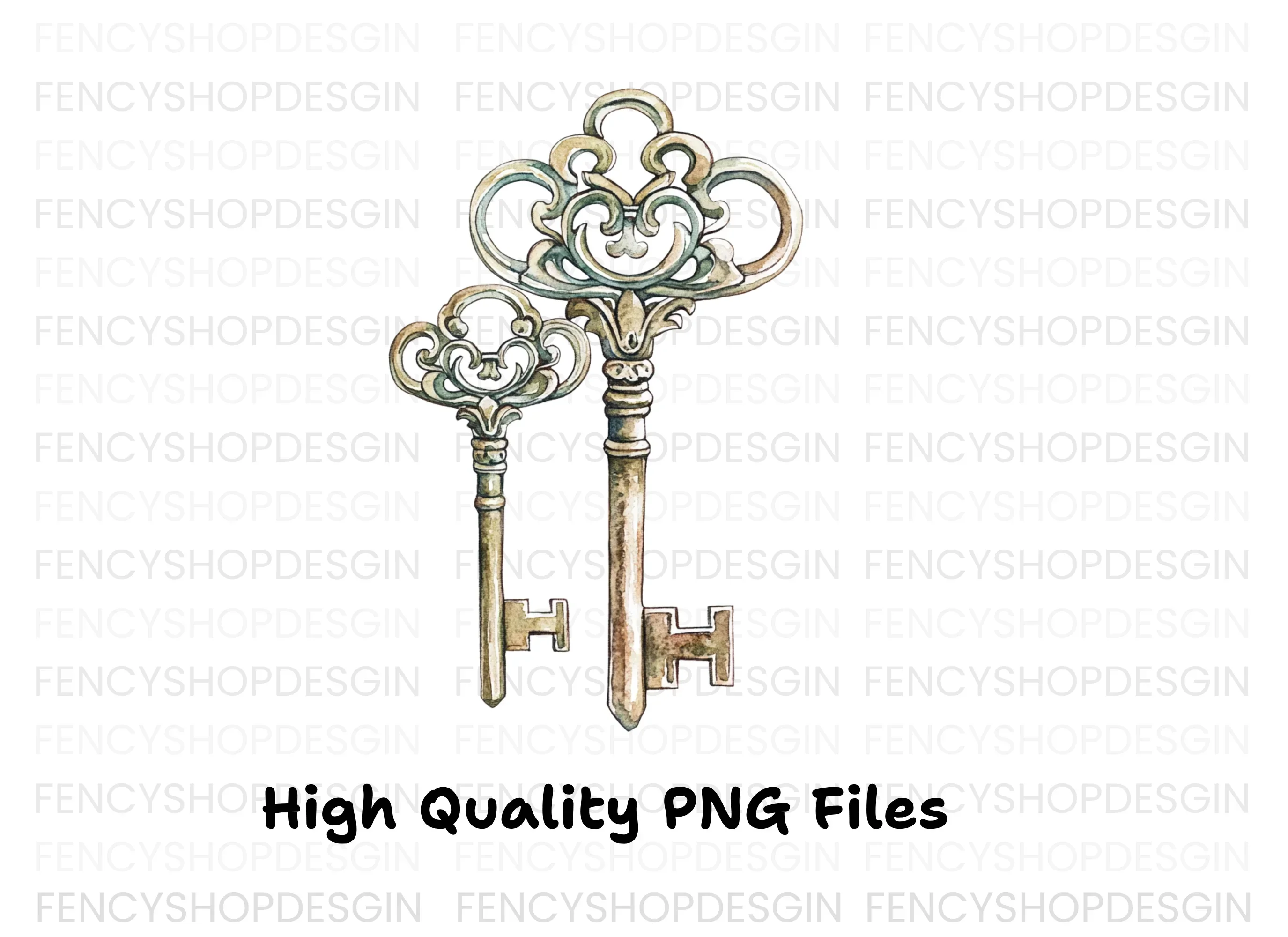 Vintage Skeleton Keys Clipart Bundle - Image 3