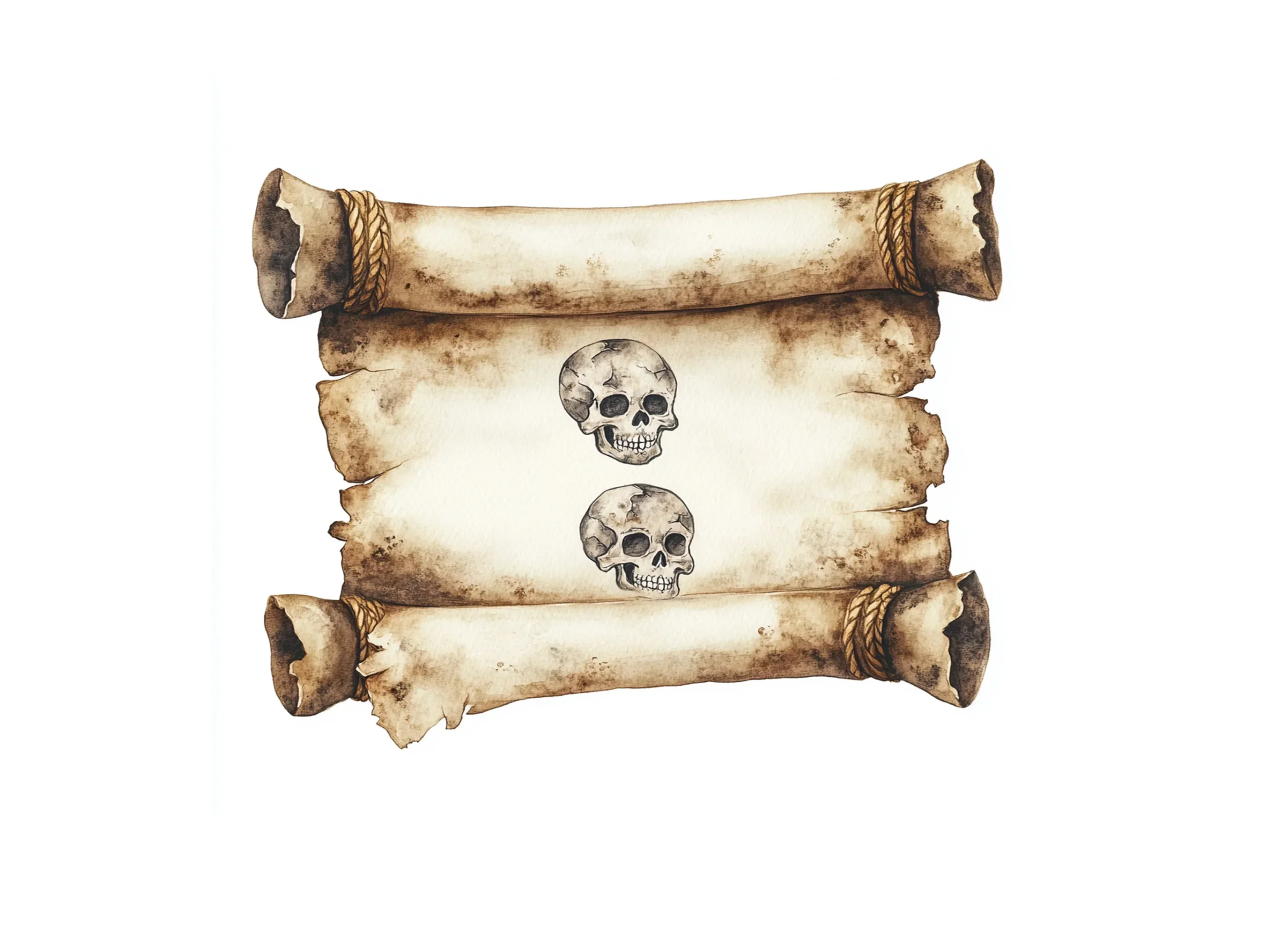 Vintage Skull Scroll Clipart Bundle - Image 2