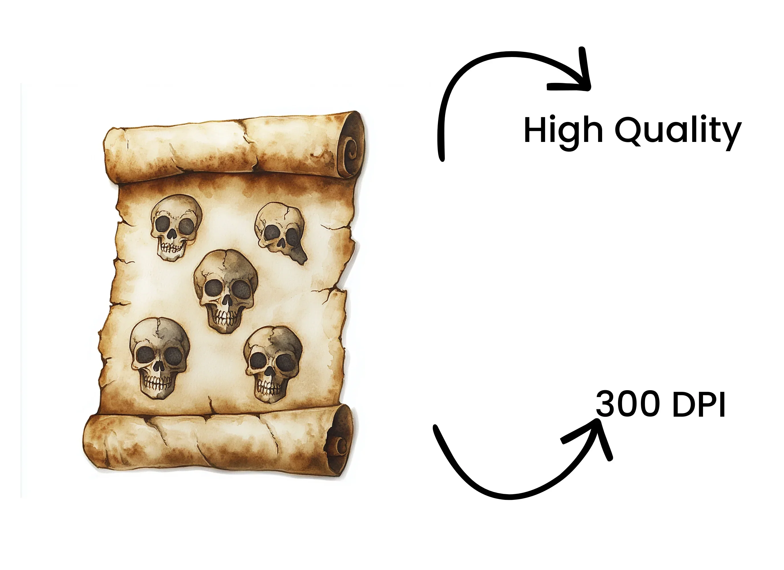 Vintage Skull Scroll Clipart Bundle - Image 4