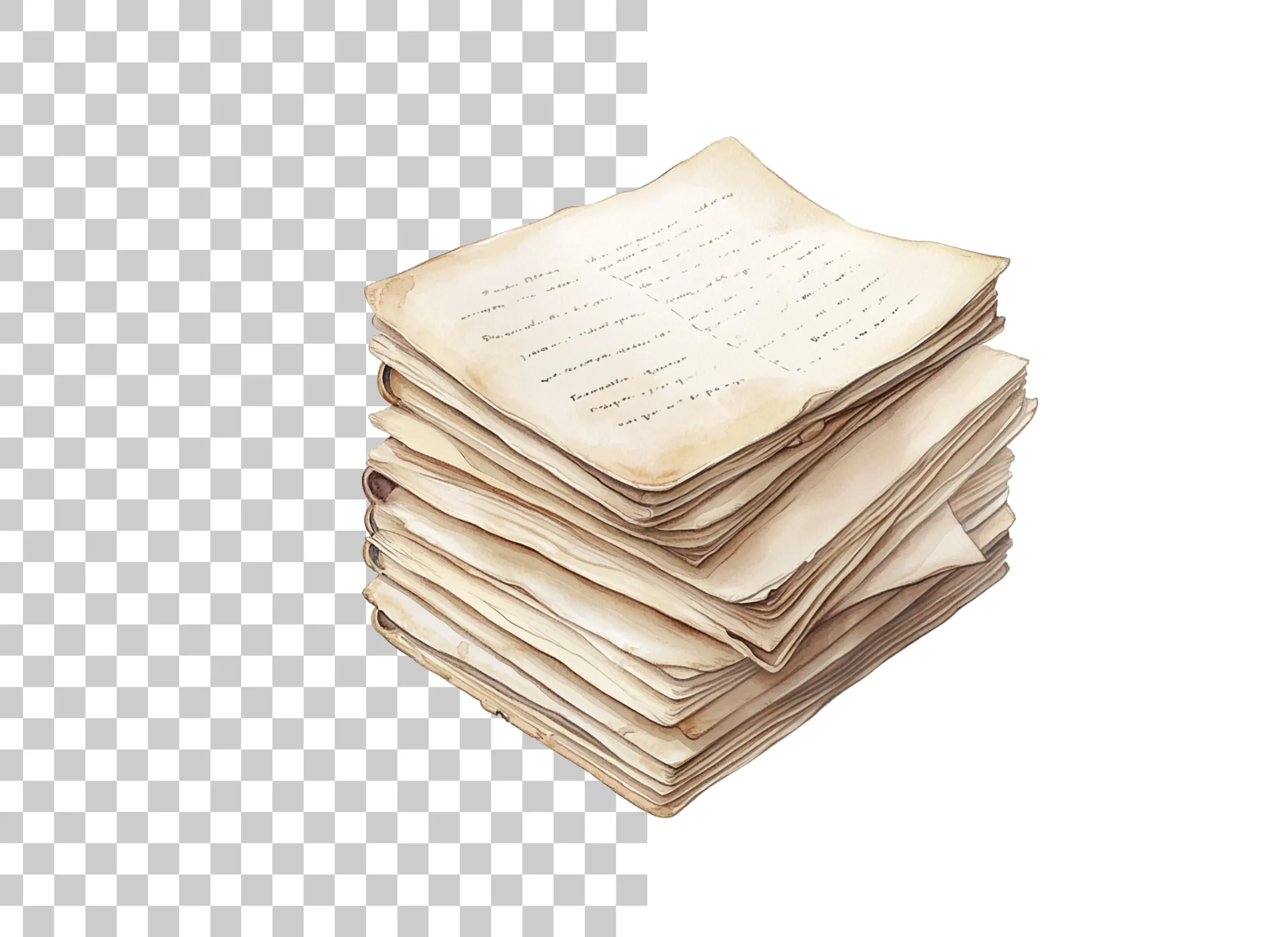 Vintage Stack of Old Papers Clipart Bundle - Image 2