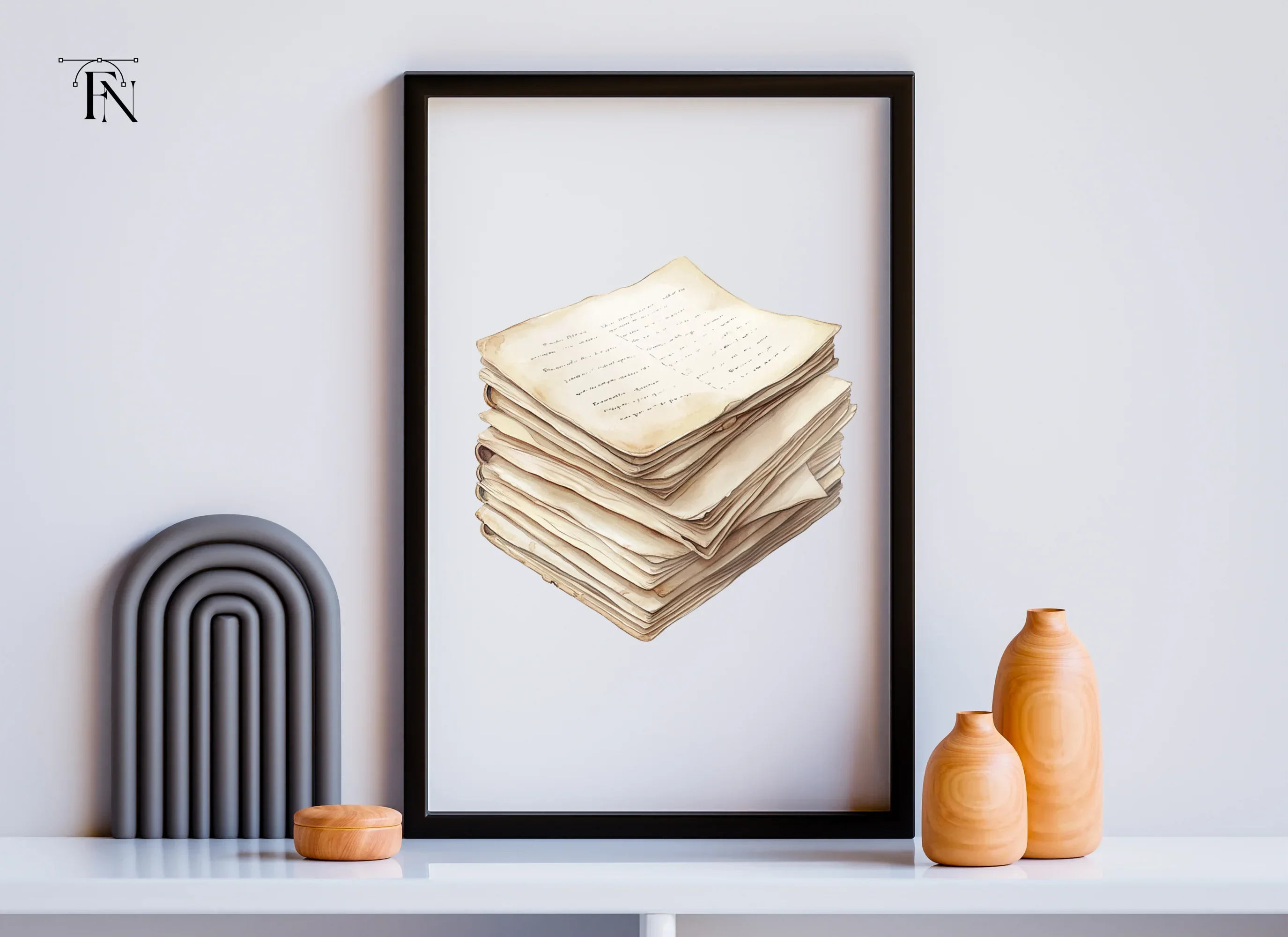 Vintage Stack of Old Papers Clipart Bundle - Image 6