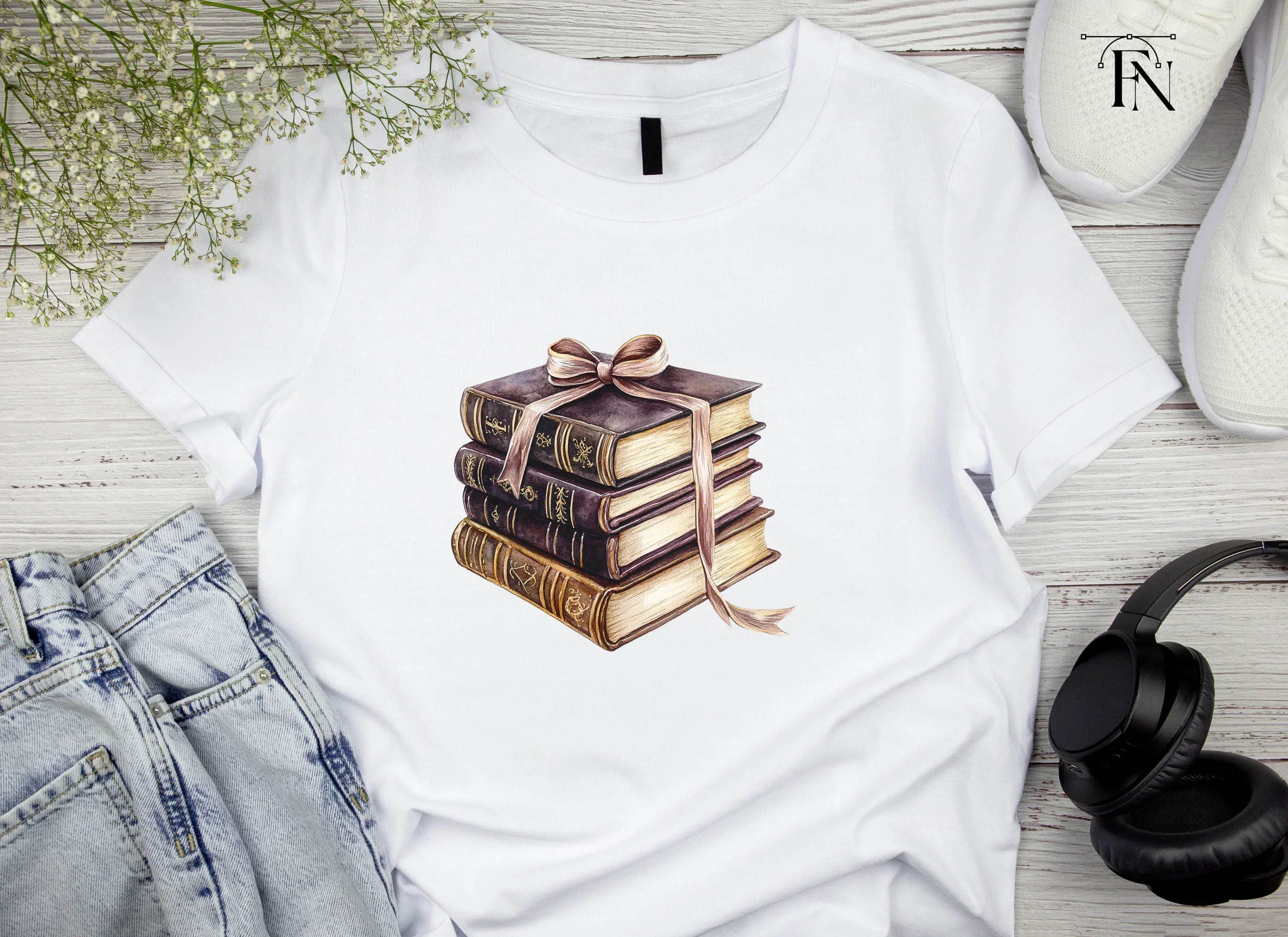 Vintage Stacked Books with Ribbon Clipart Bundle - Image 6