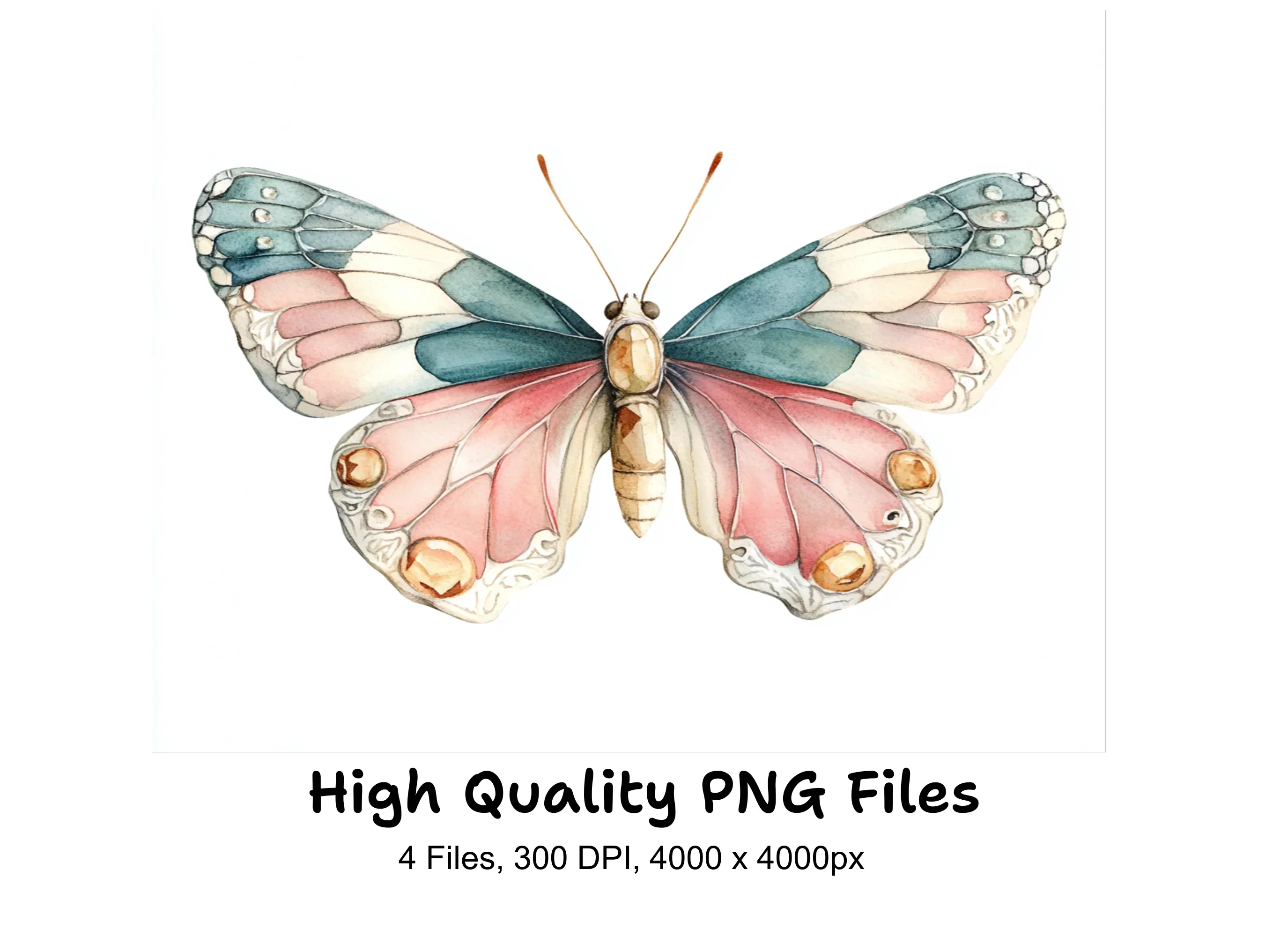 Vintage Stained Glass Butterfly Clipart Bundle