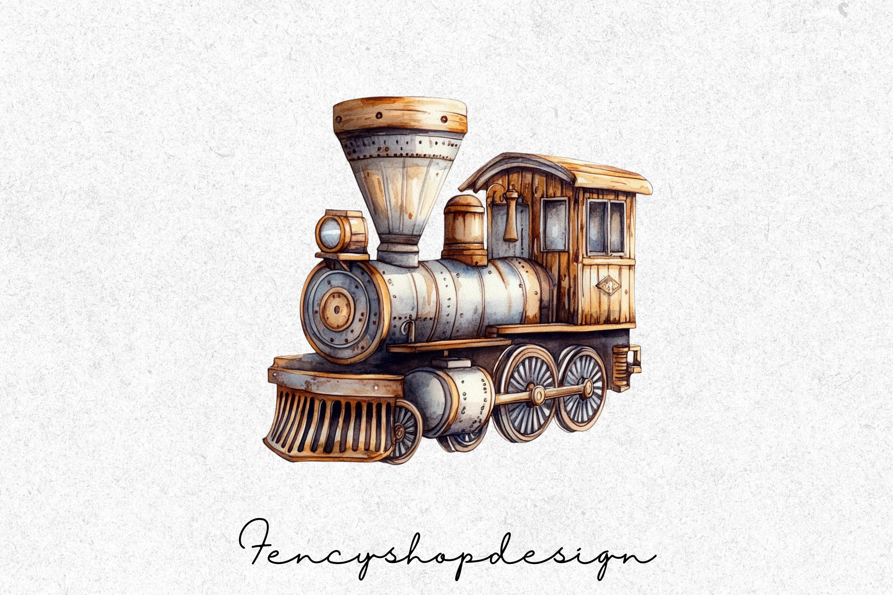 Vintage Steam Train Clipart Bundle - Image 4