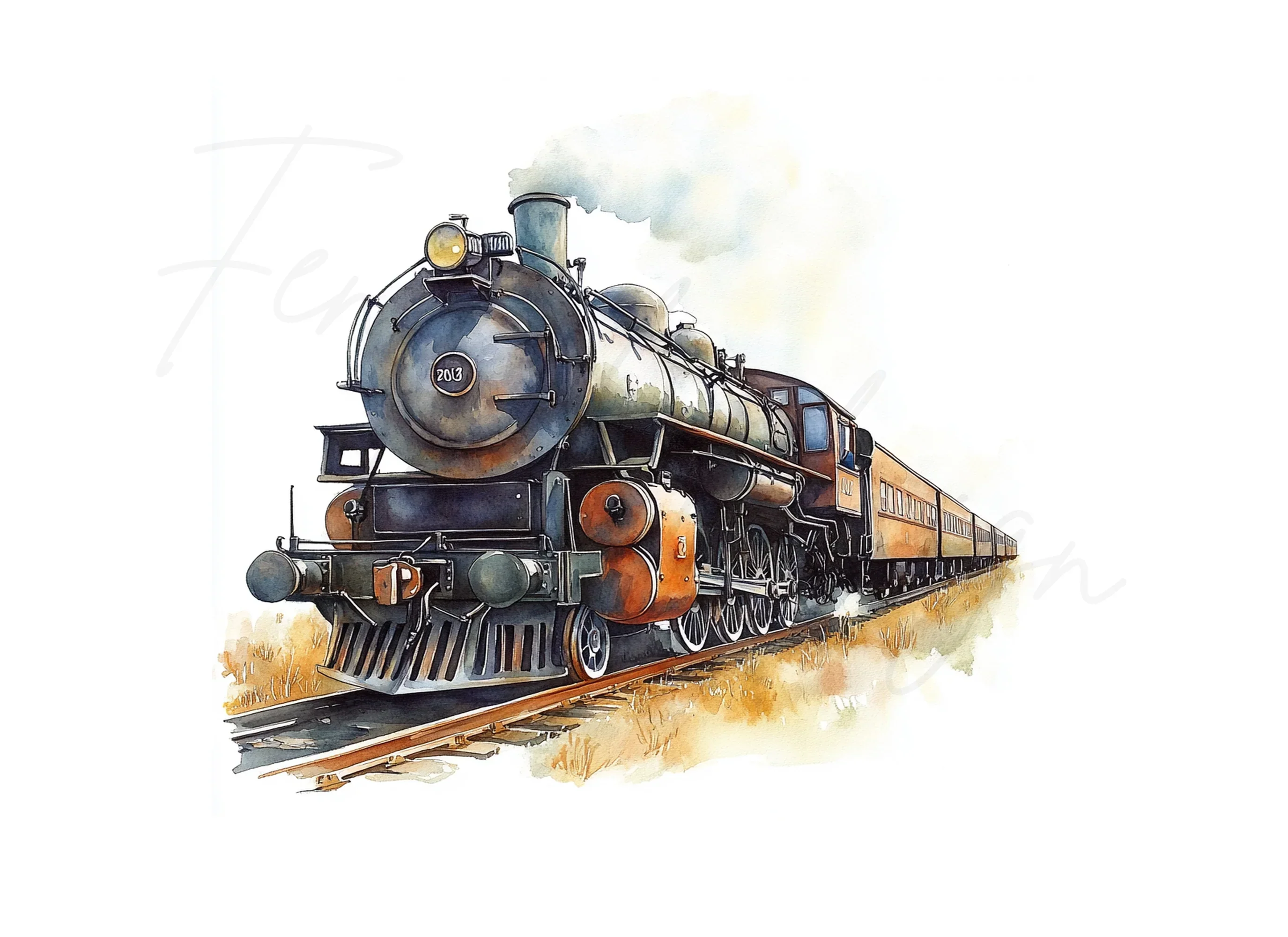 Vintage Steam Train Clipart Bundle - Image 3