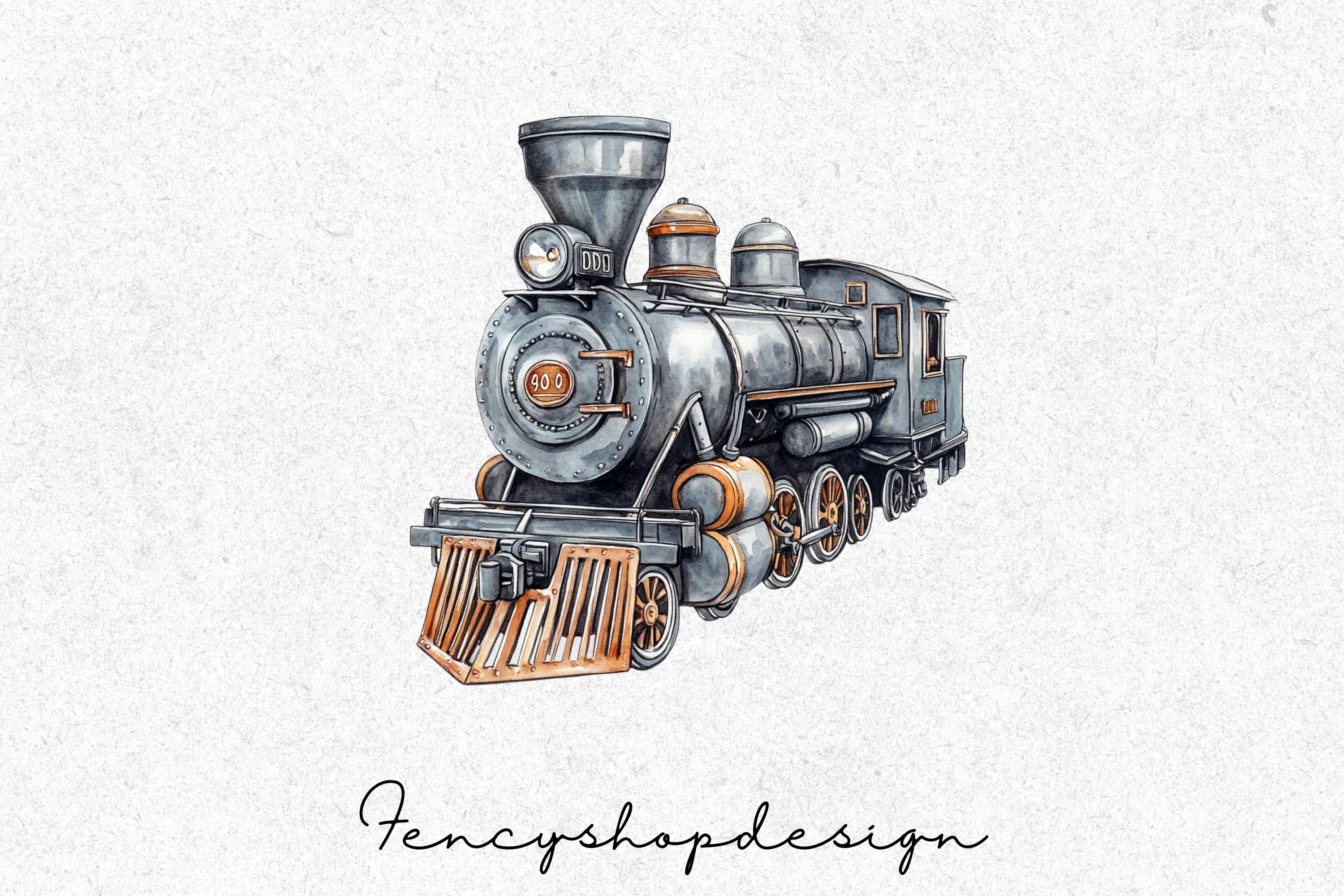 Vintage Steam Train Clipart Bundle - Image 4