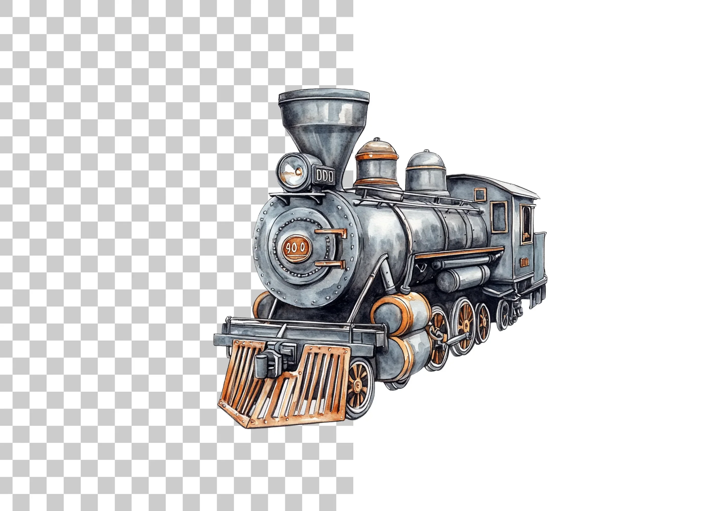 Vintage Steam Train Engine Clipart Bundle - Image 2