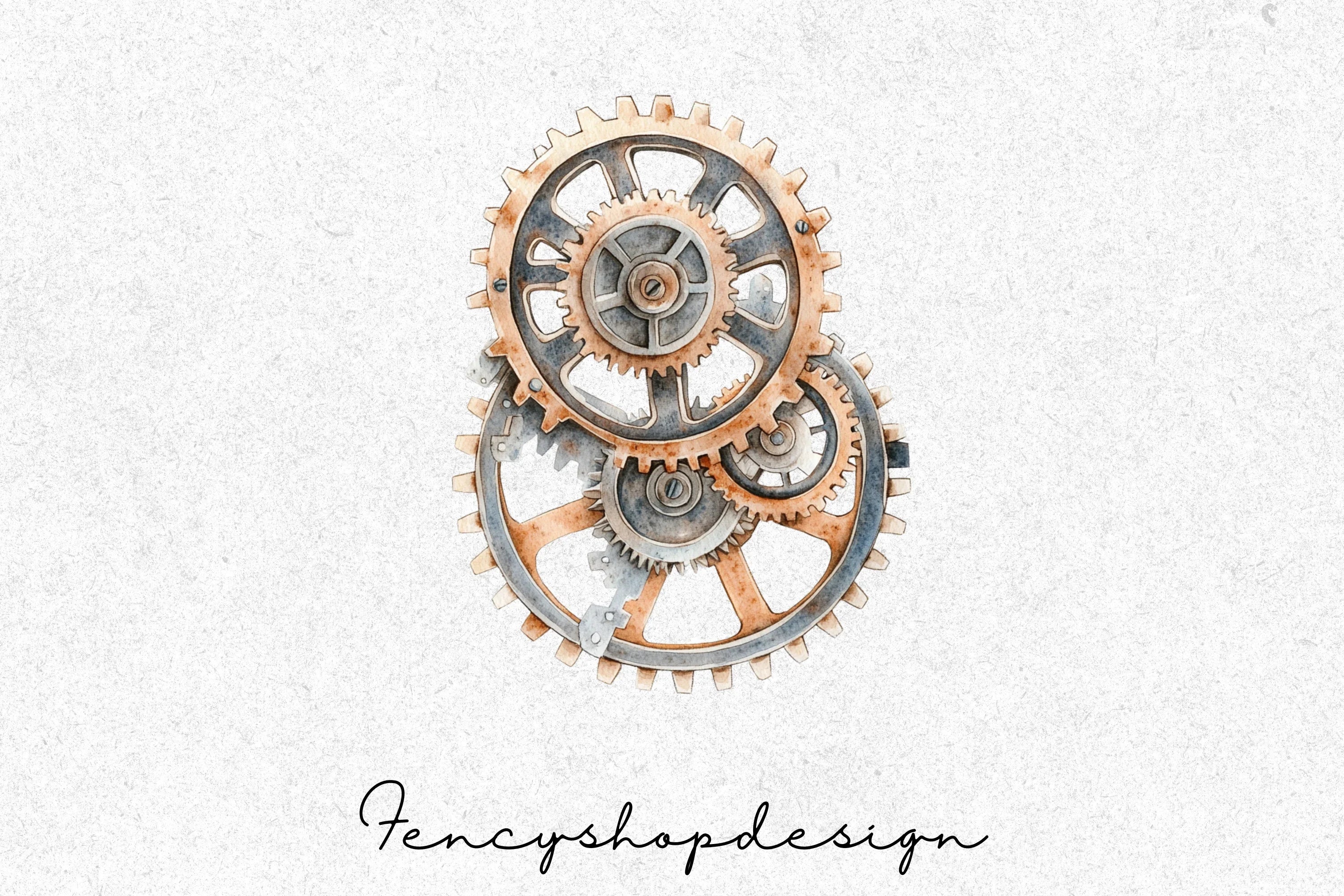 Vintage Steampunk Gears Clipart Bundle - Image 4