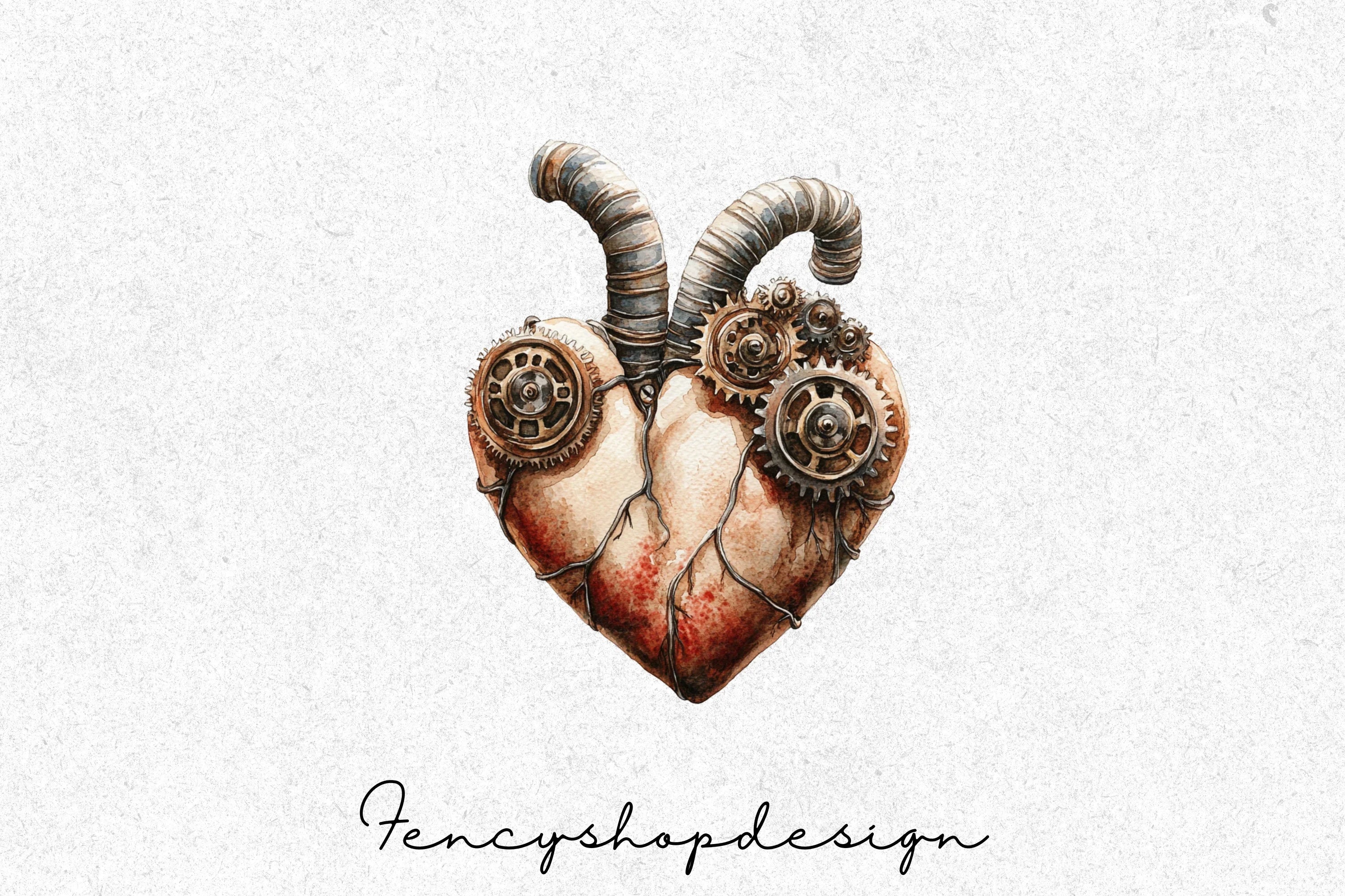 Vintage Steampunk Hearts Clipart Bundle - Image 2