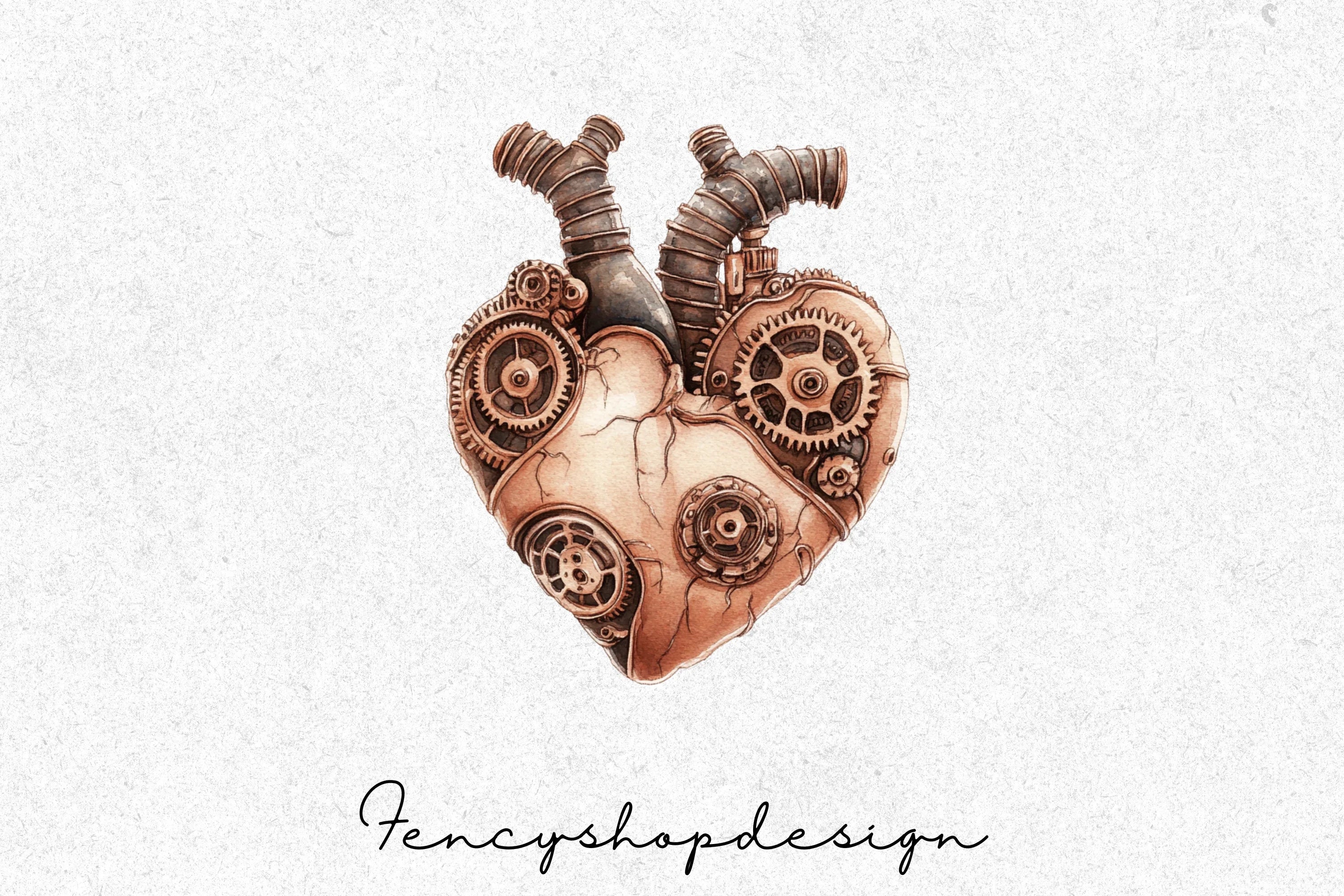 Vintage Steampunk Hearts Clipart Bundle - Image 3