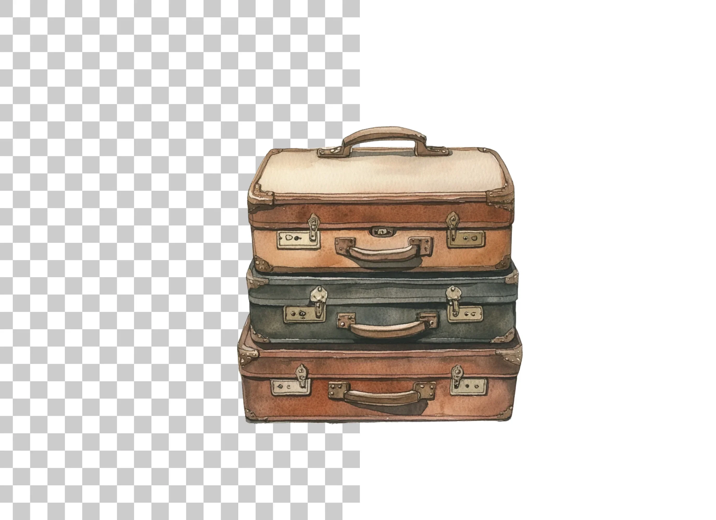 Vintage Suitcase Stack Clipart Bundle - Image 2