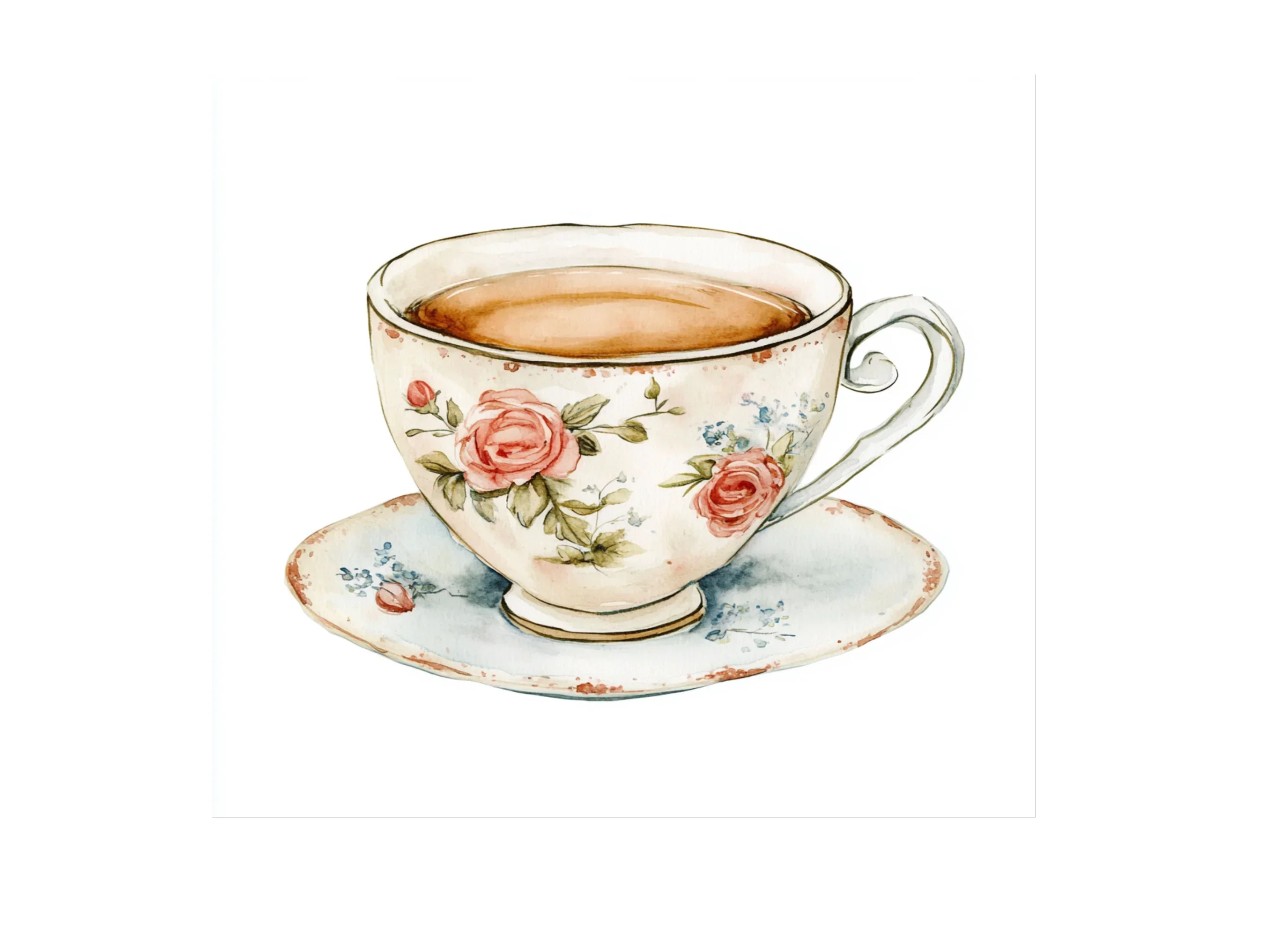 Vintage Teacups Clipart Bundle - Image 3