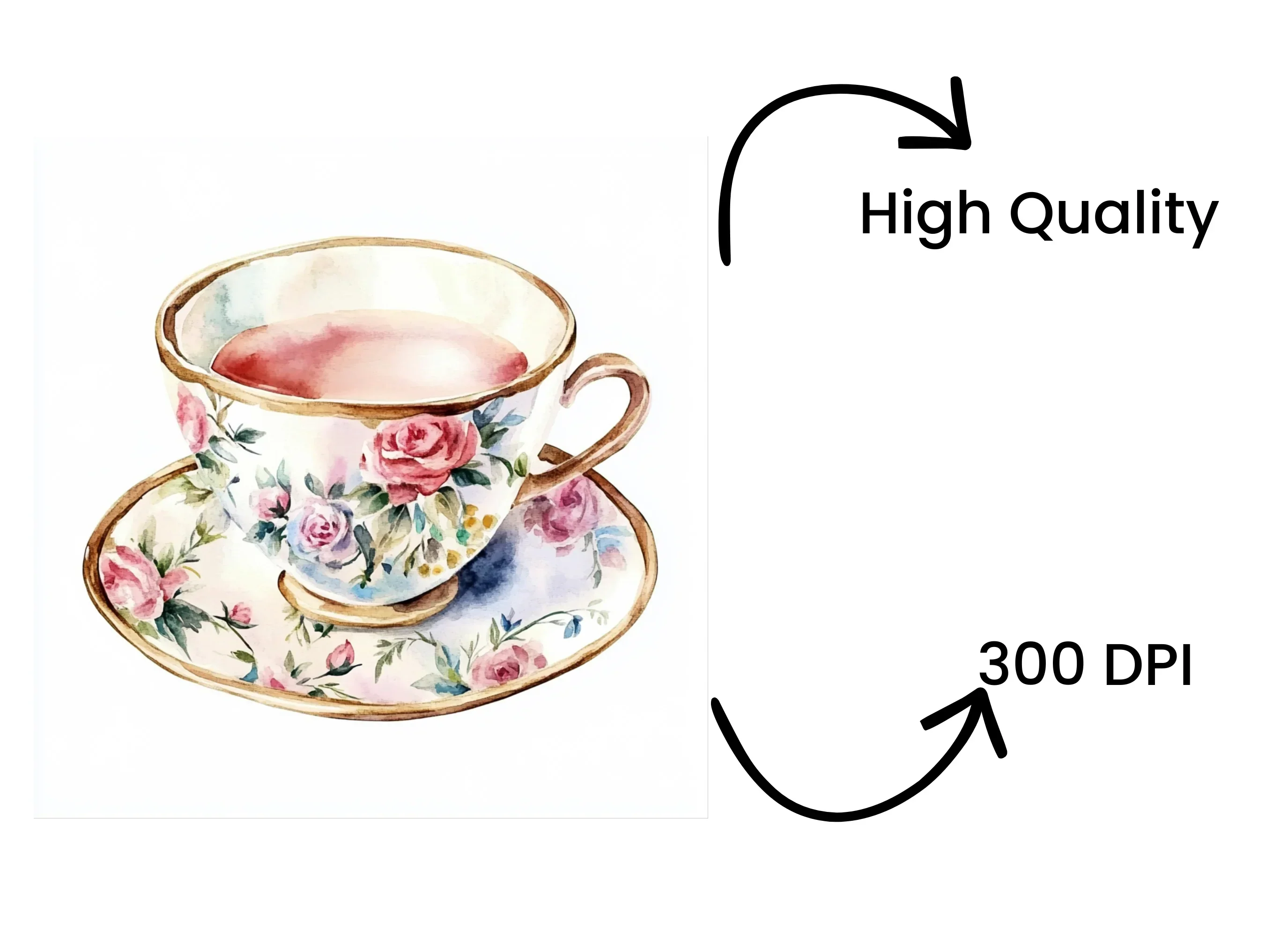 Vintage Teacups Clipart Bundle - Image 4