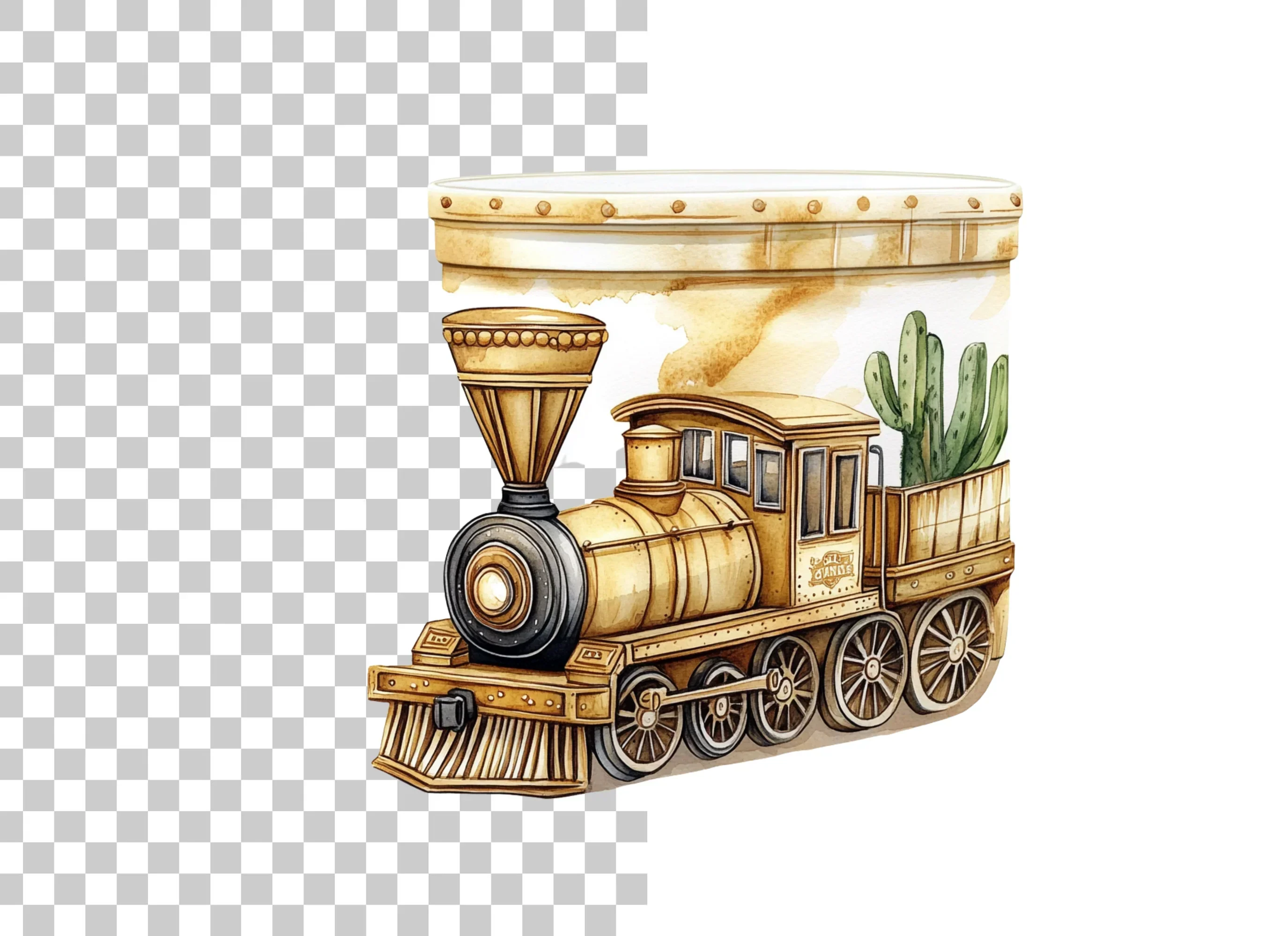 Vintage Train and Cactus Clipart Bundle - Image 3