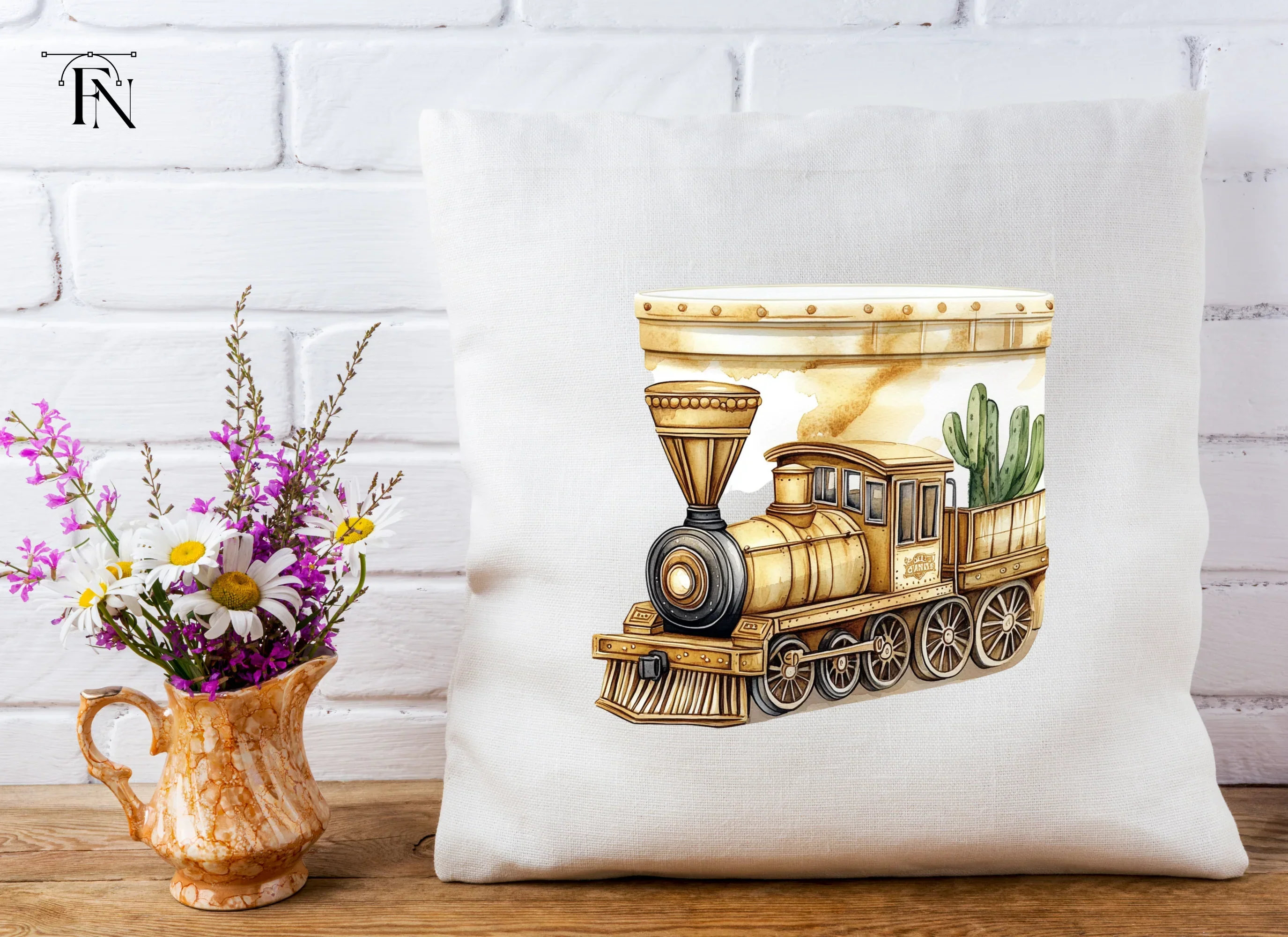 Vintage Train and Cactus Clipart Bundle - Image 4