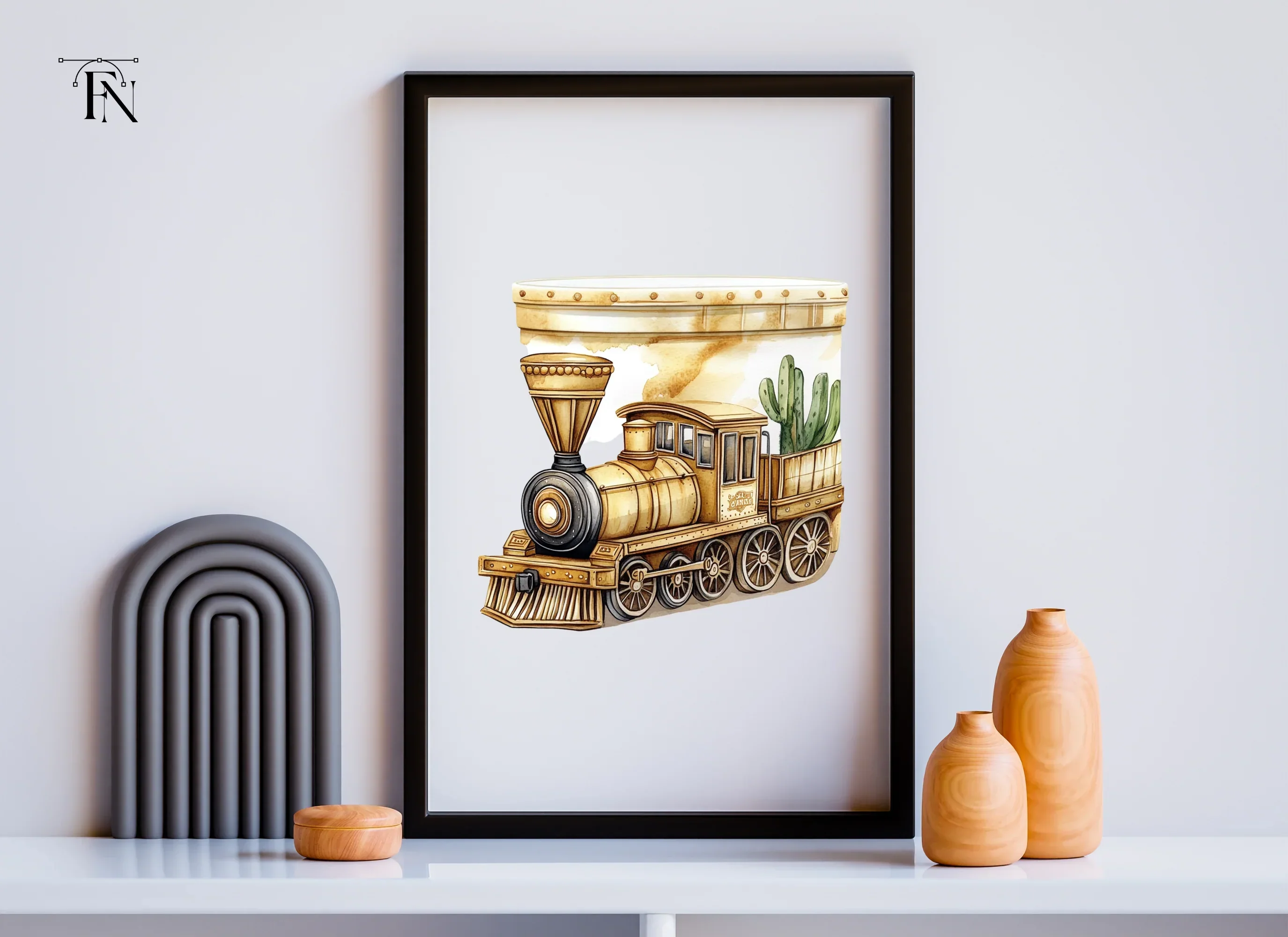Vintage Train and Cactus Clipart Bundle - Image 5
