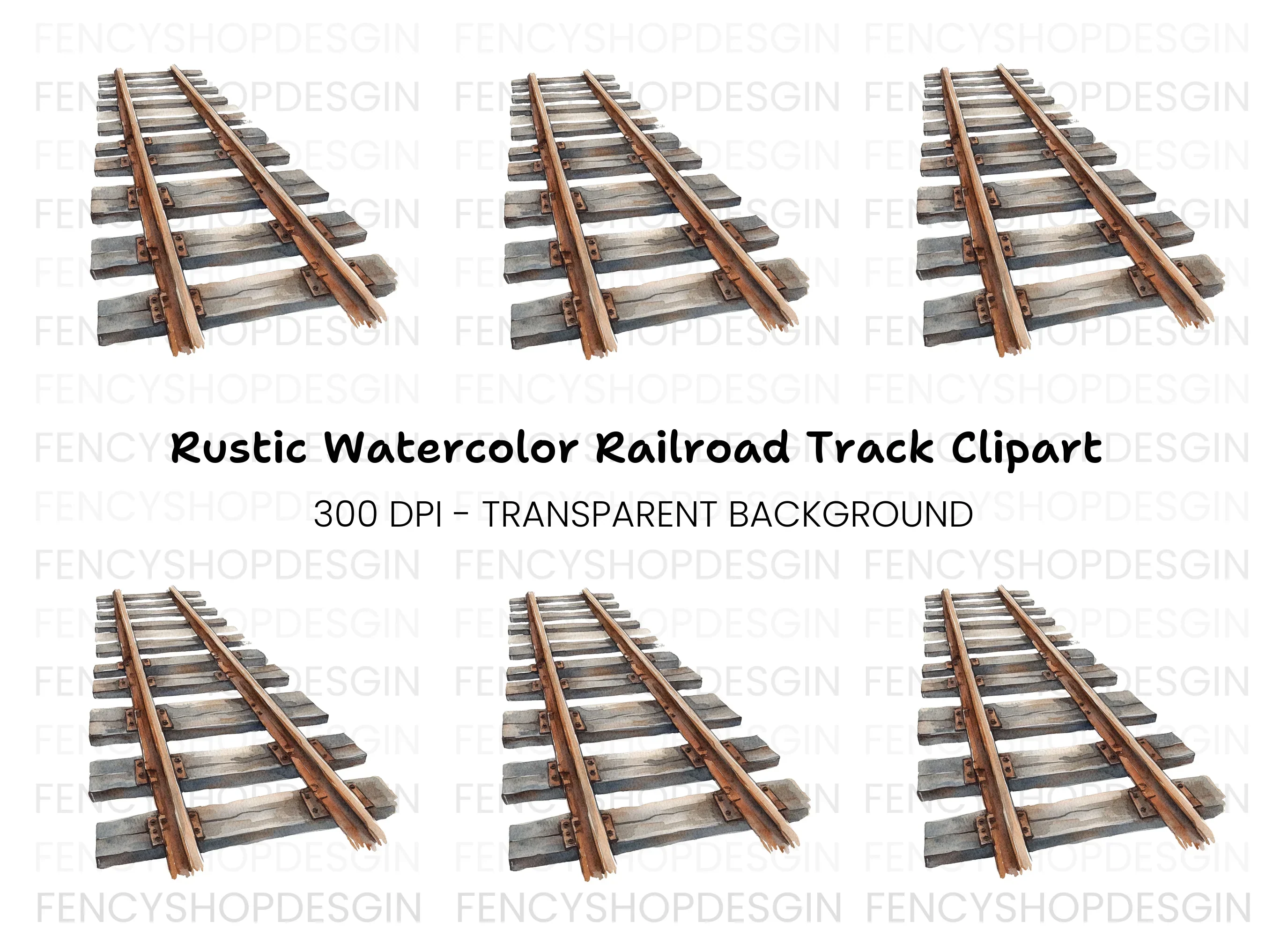 Vintage Train Tracks Clipart Bundle