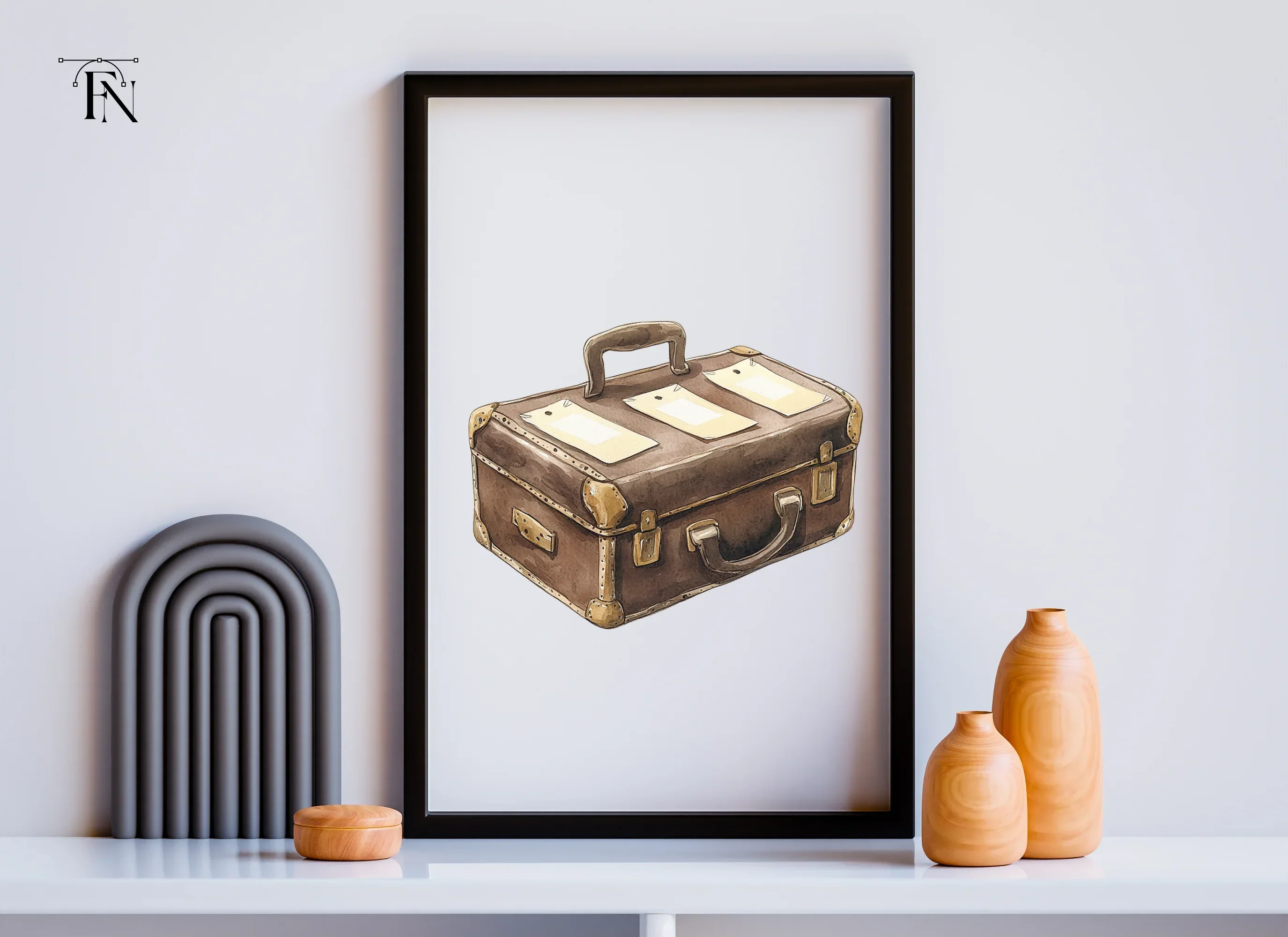 Vintage Travel Suitcases Clipart Bundle - Image 6