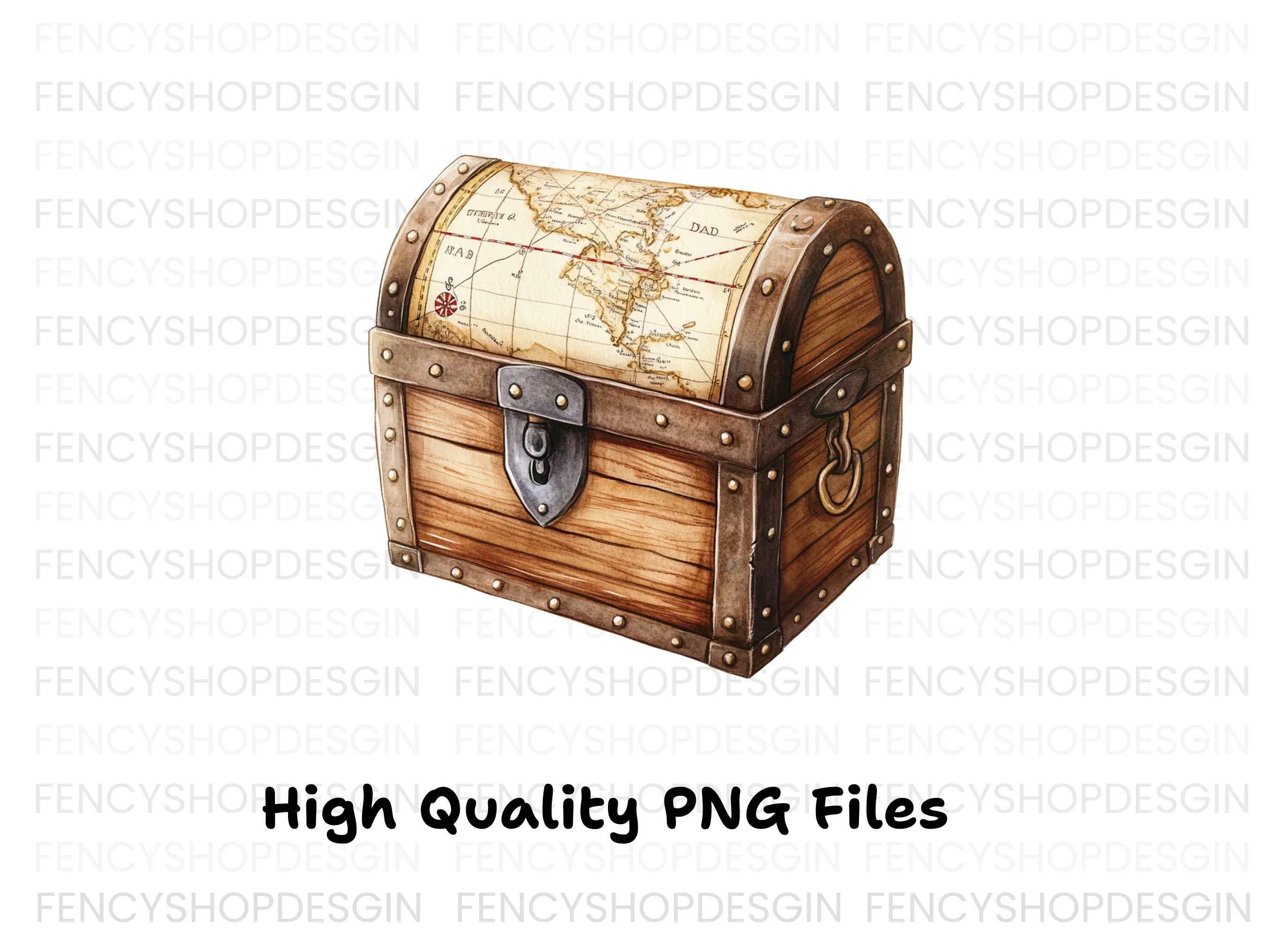 Vintage Treasure Chest and Map Clipart Bundle - Image 3