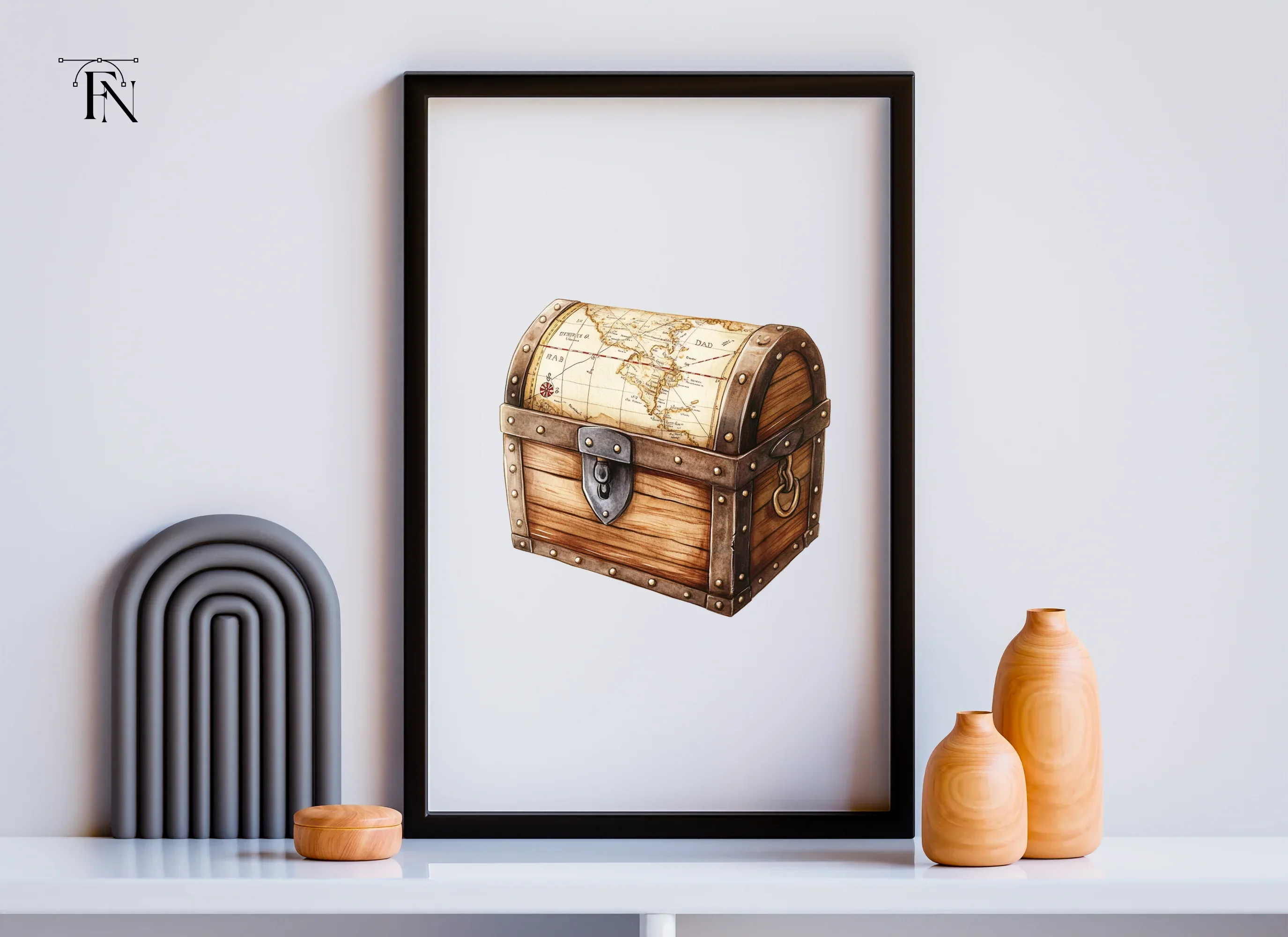 Vintage Treasure Chest and Map Clipart Bundle - Image 6