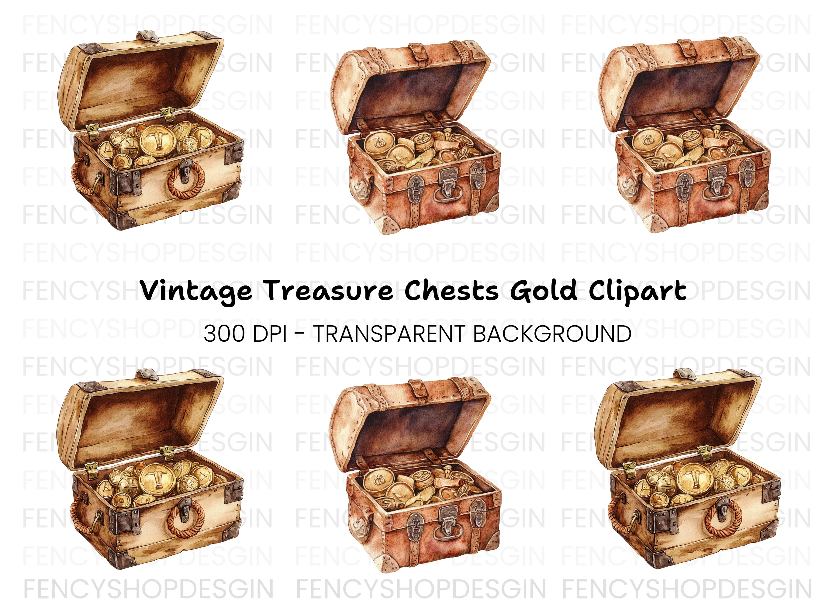 Vintage Treasure Chest Clipart Bundle