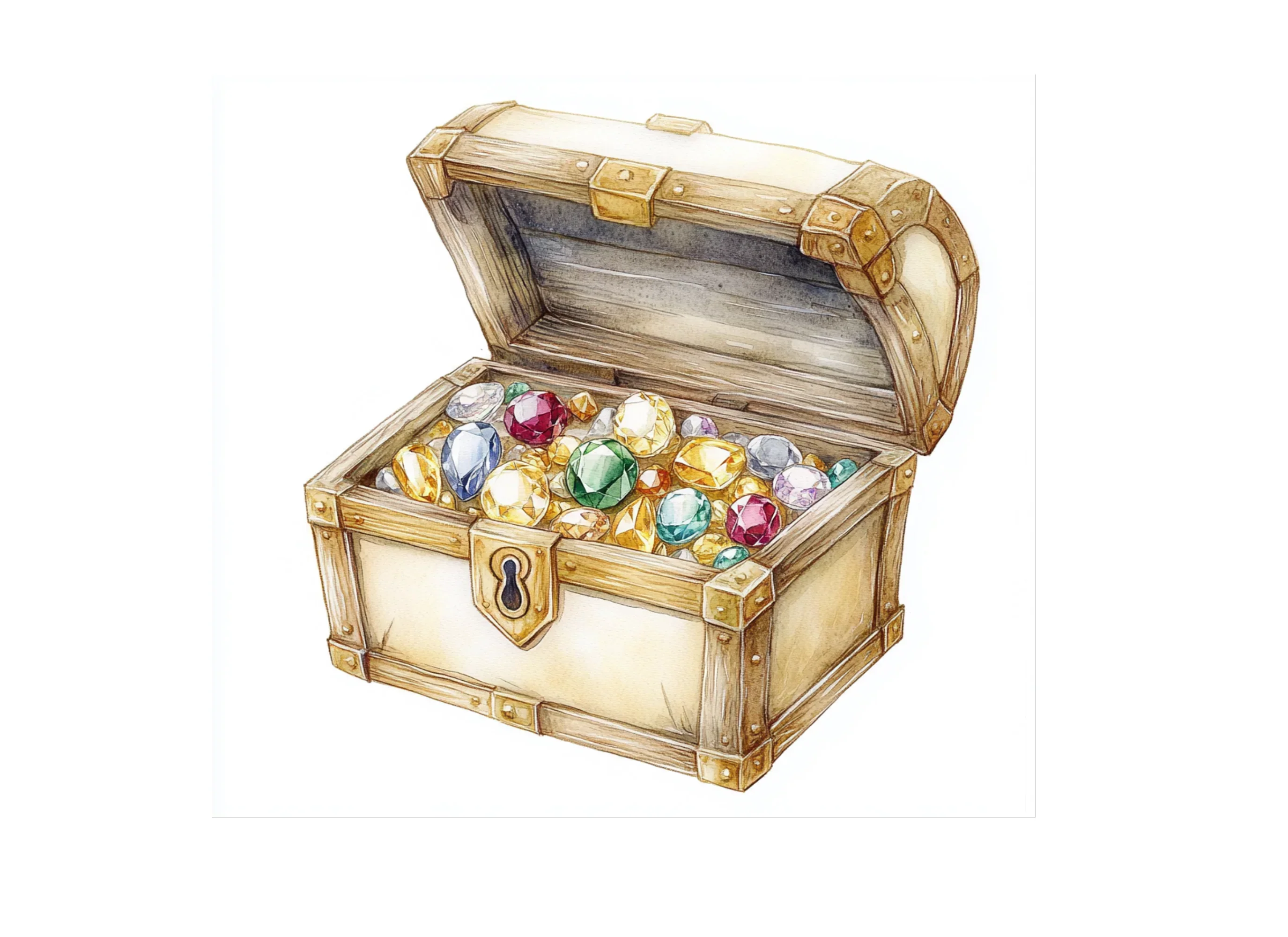 Vintage Treasure Chests with Jewels Clipart Bundle - Image 3