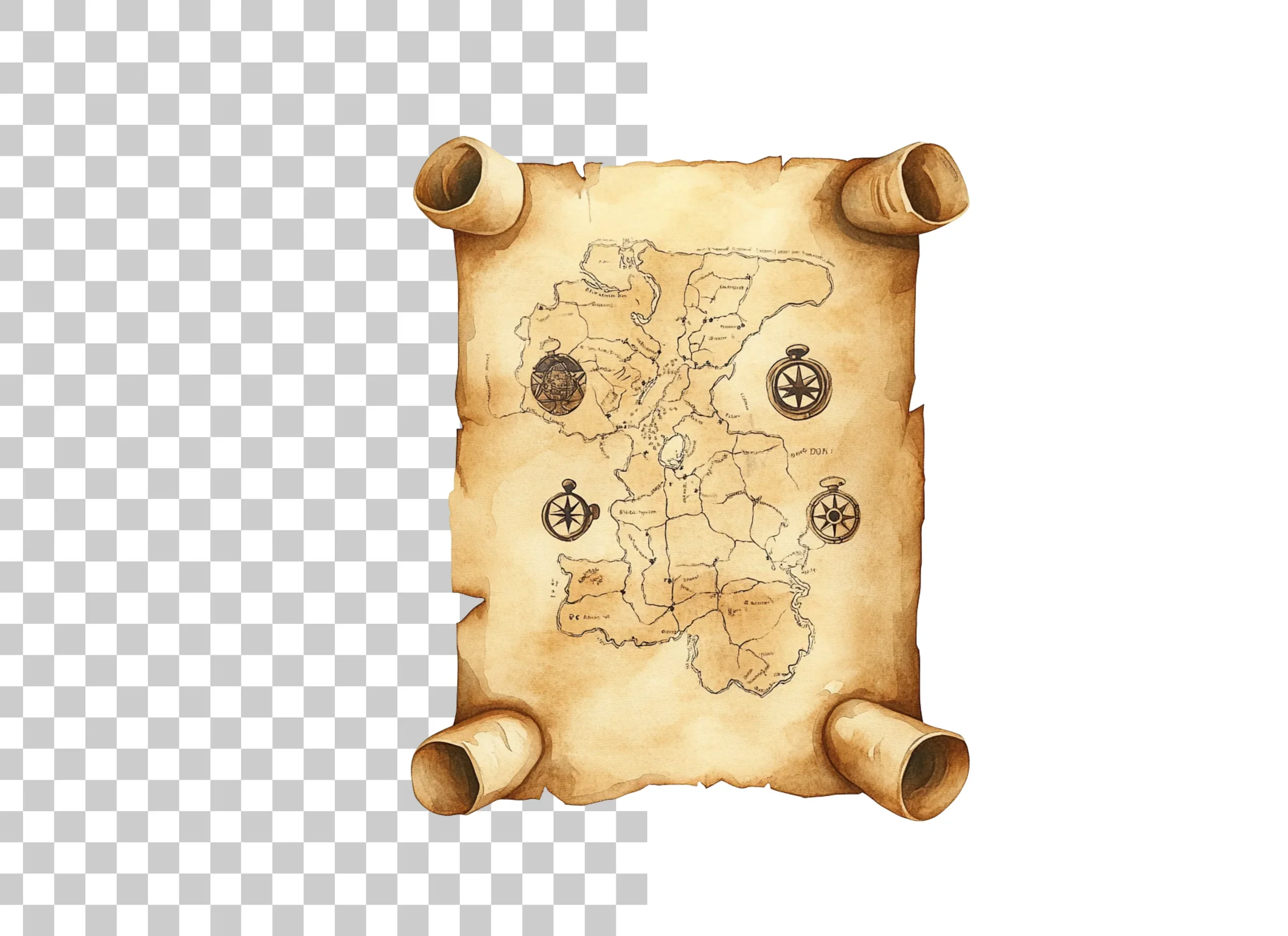 Vintage Treasure Map Clipart Bundle - Image 6