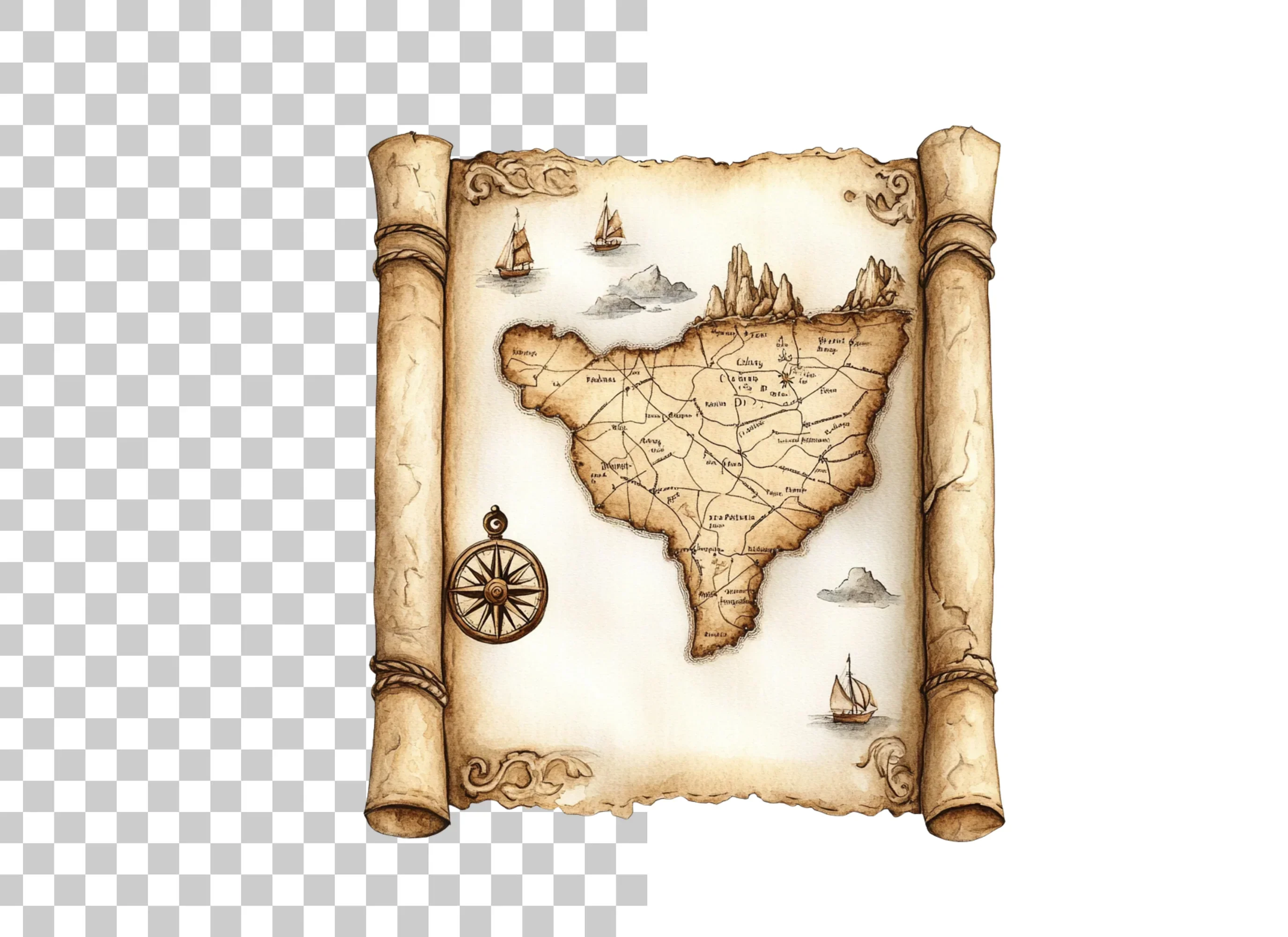 Vintage Treasure Map Clipart Bundle - Image 6