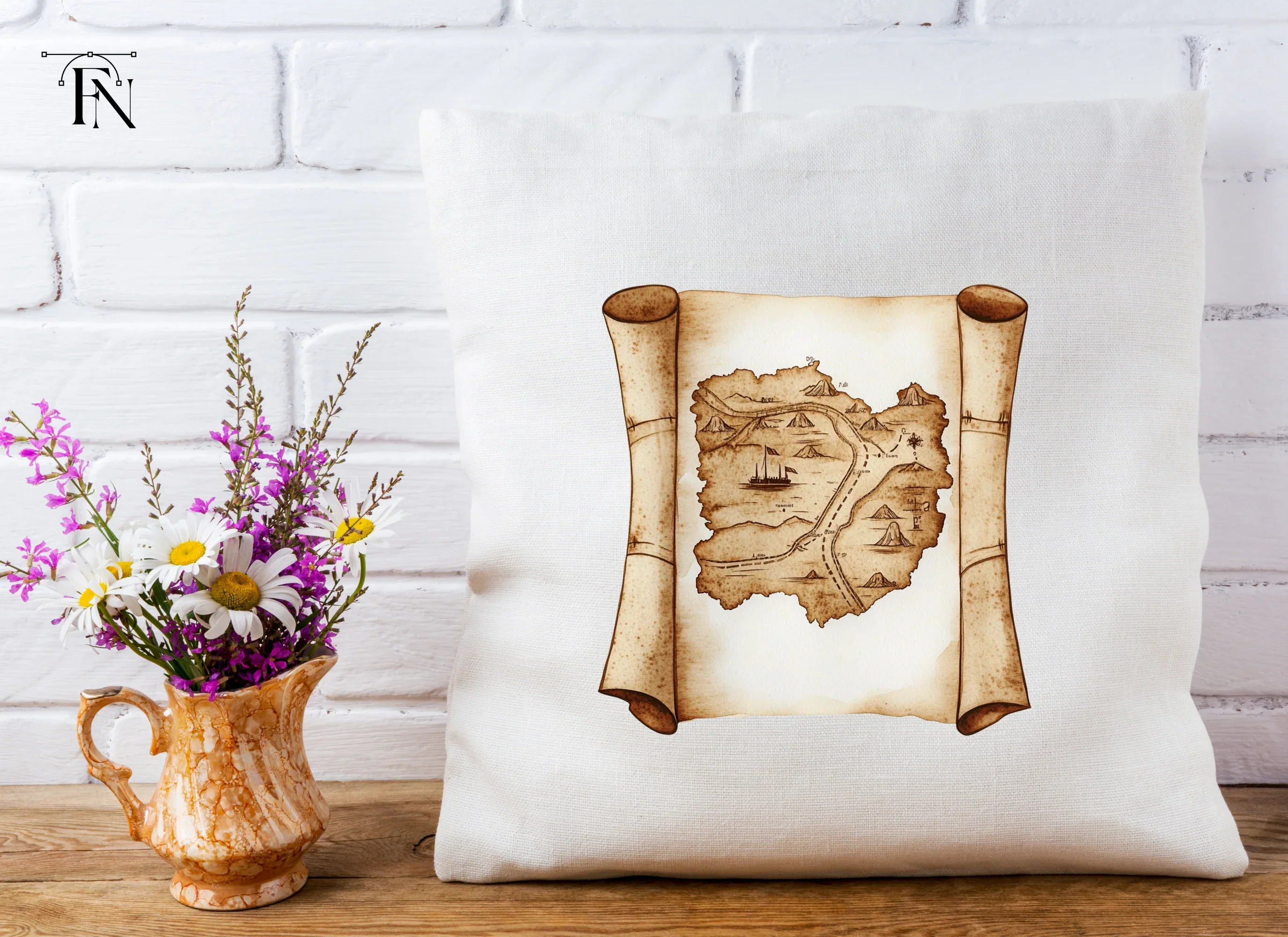 Vintage Treasure Map Scroll Clipart Bundle - Image 5
