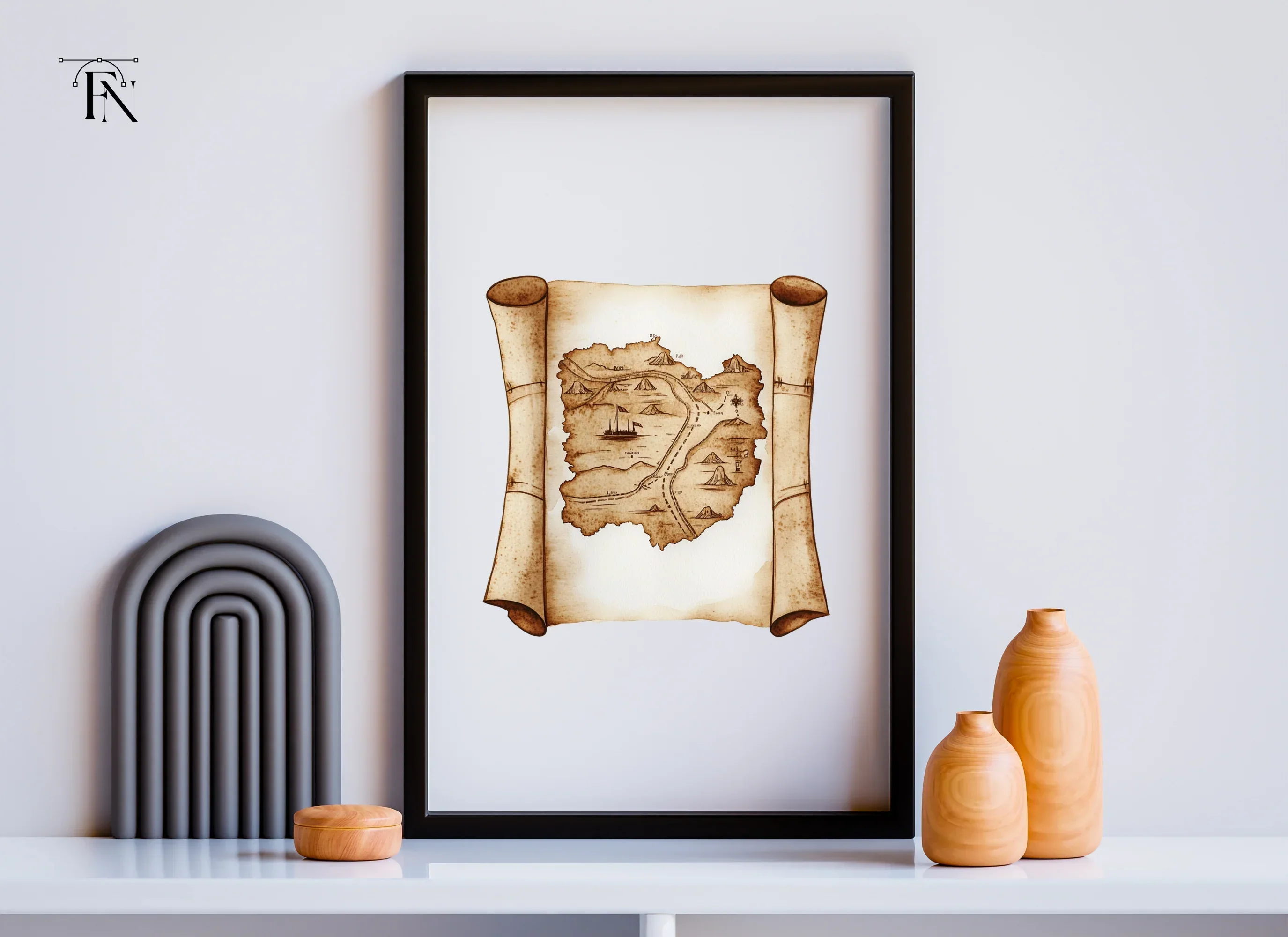 Vintage Treasure Map Scroll Clipart Bundle - Image 6