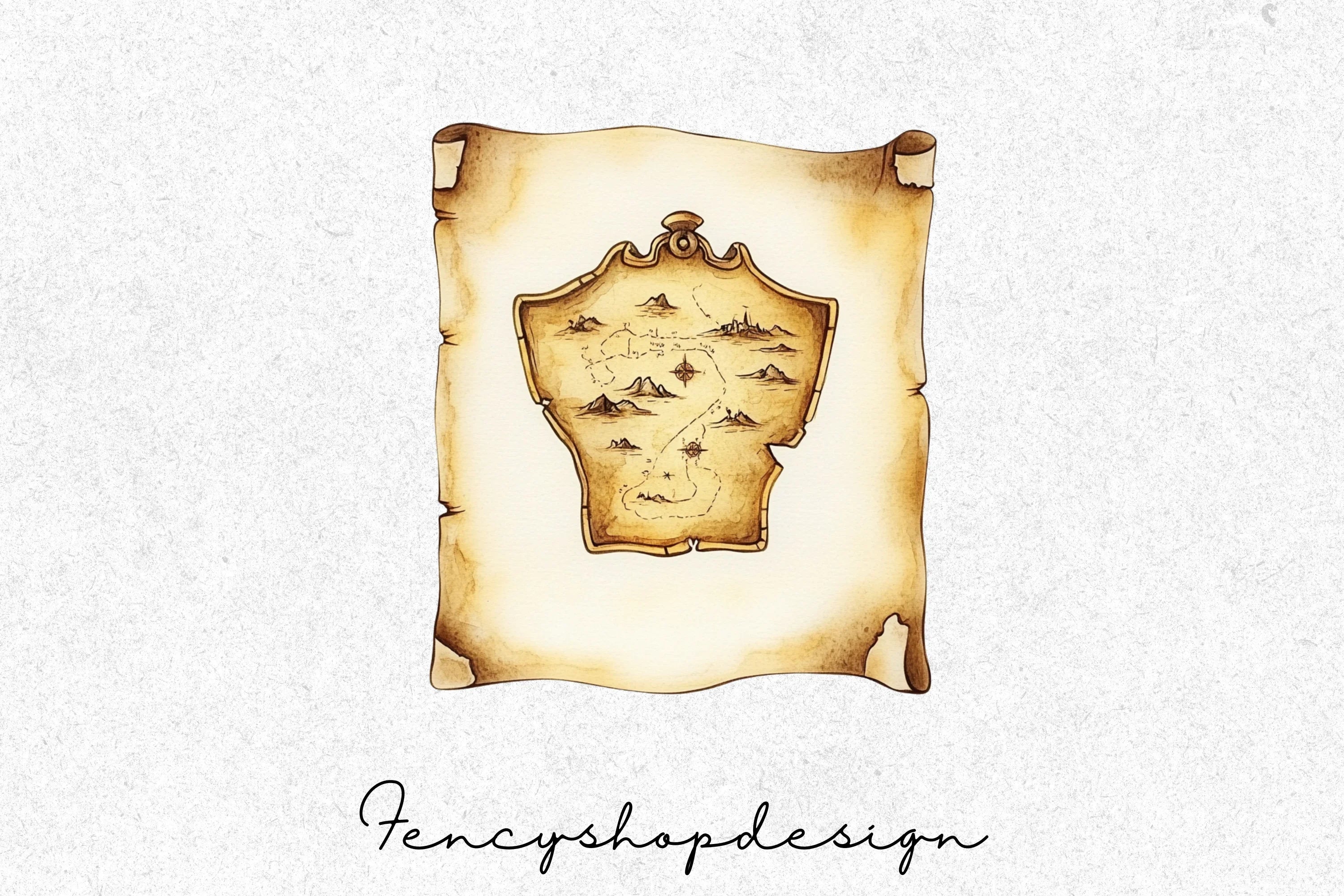 Vintage Treasure Maps Clipart Bundle - Image 4