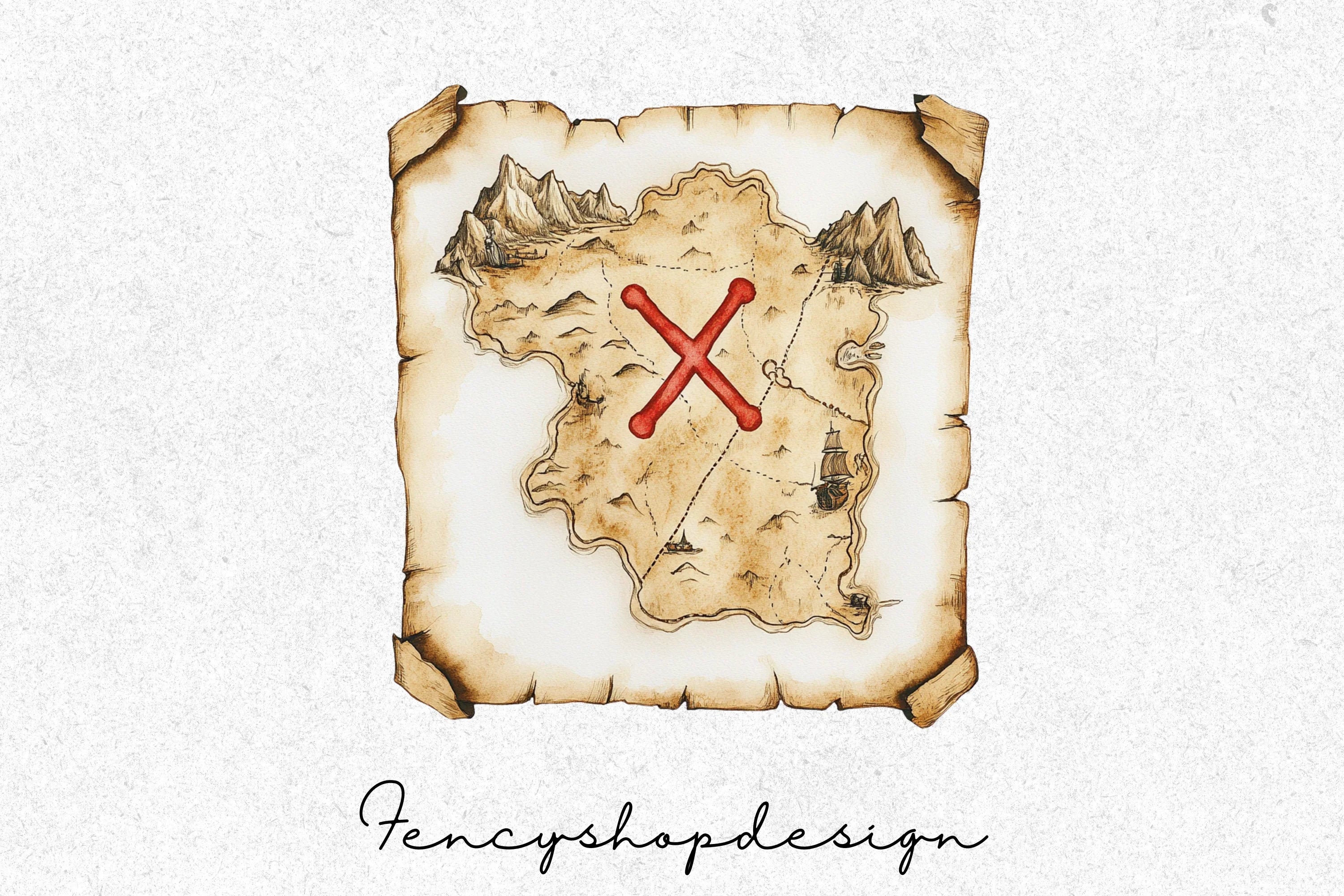 Vintage Treasure Maps Clipart Bundle - Image 6