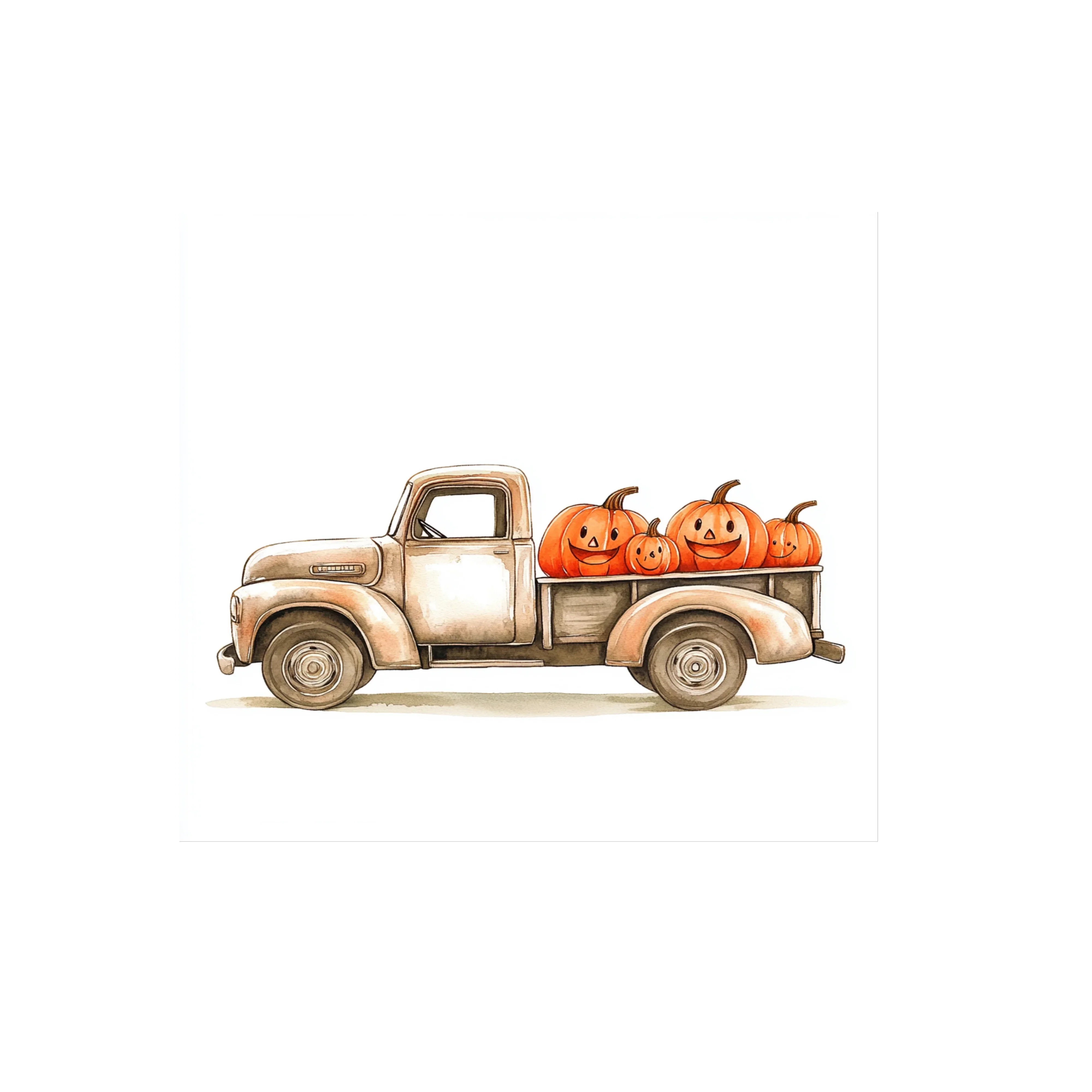 Vintage Truck with Happy Pumpkins Clipart Bundle - Image 2