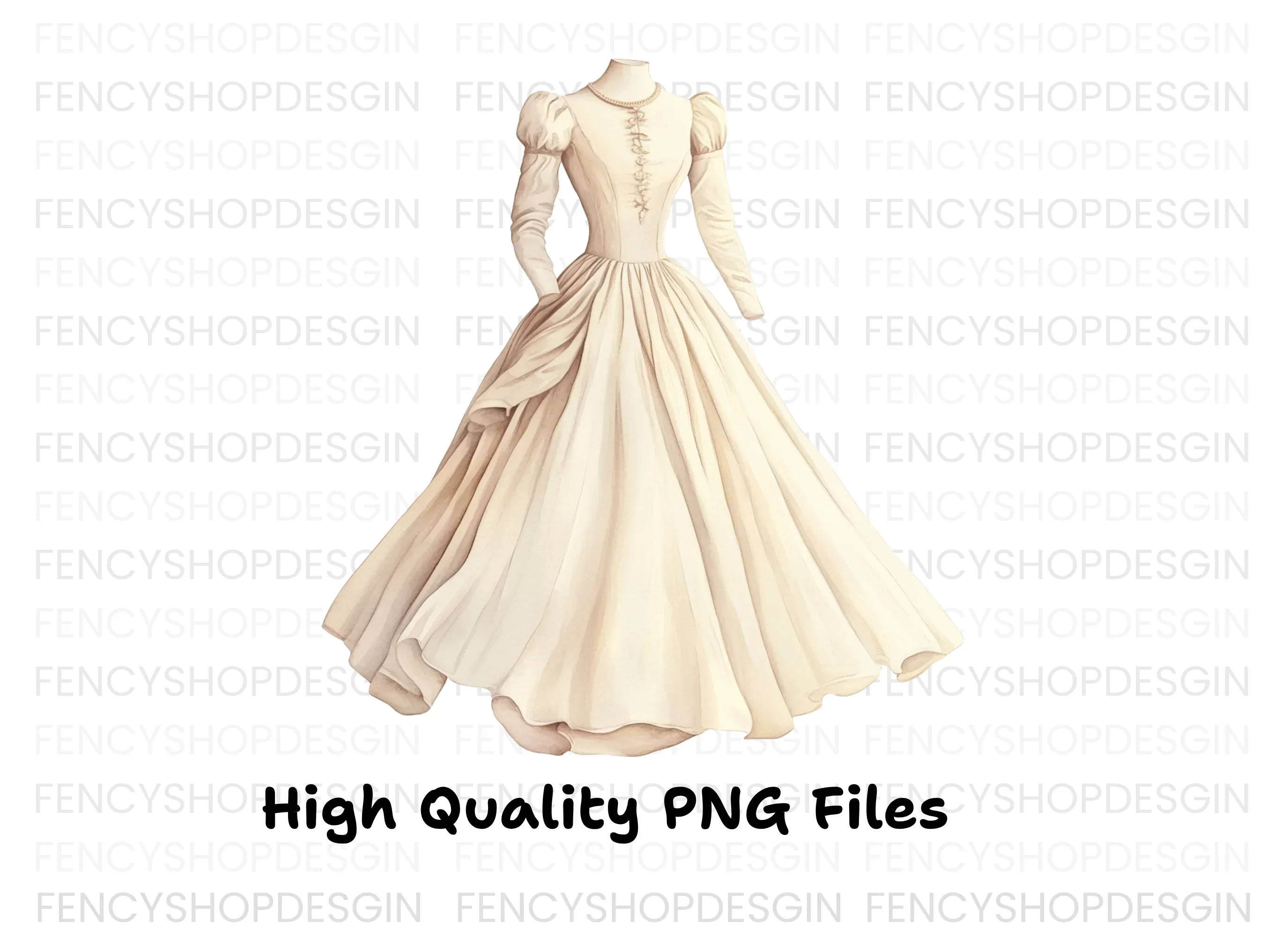 Vintage Wedding Dress Clipart Bundle - Image 2