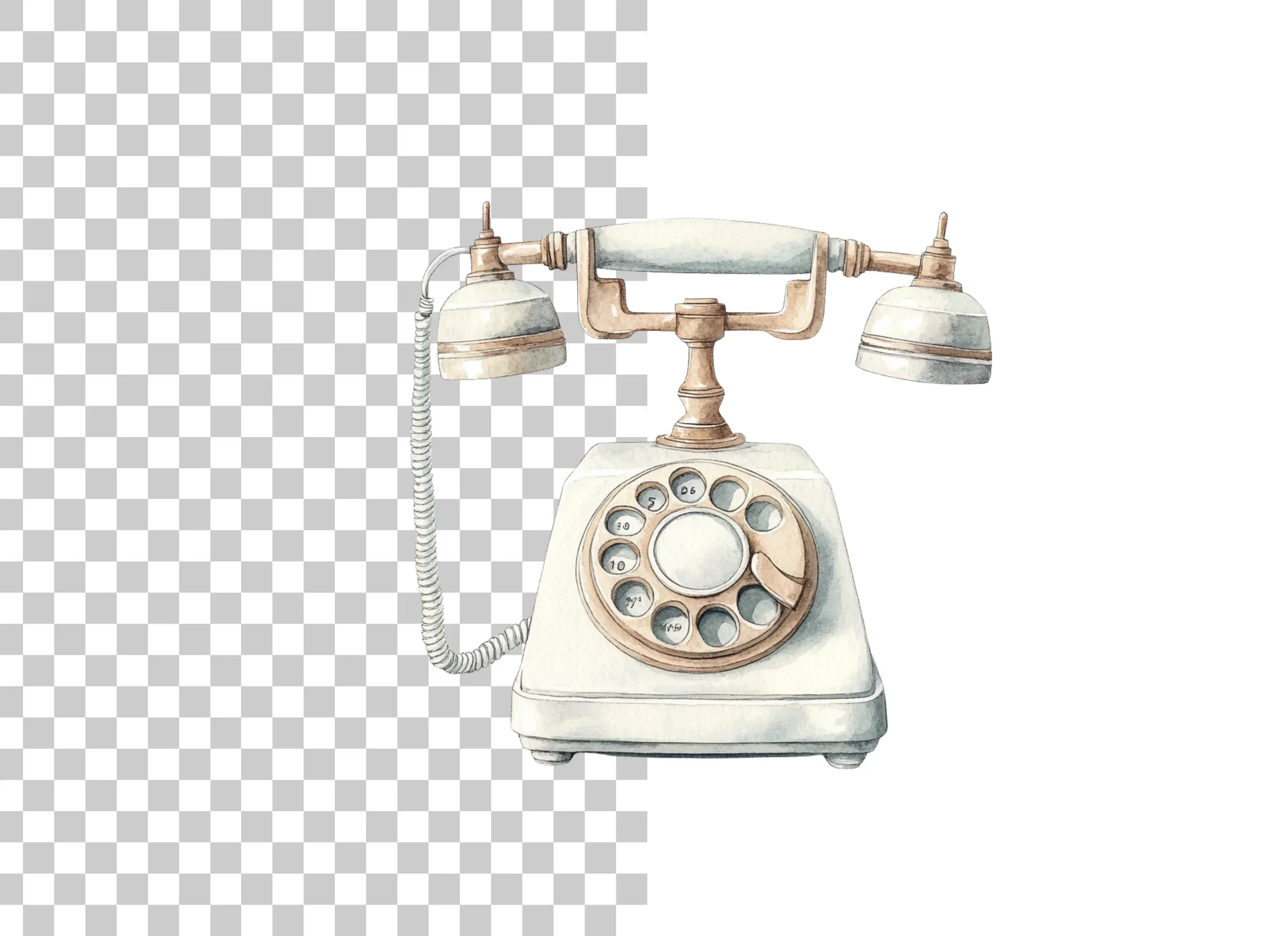 Vintage White Rotary Phone Clipart Bundle - Image 2