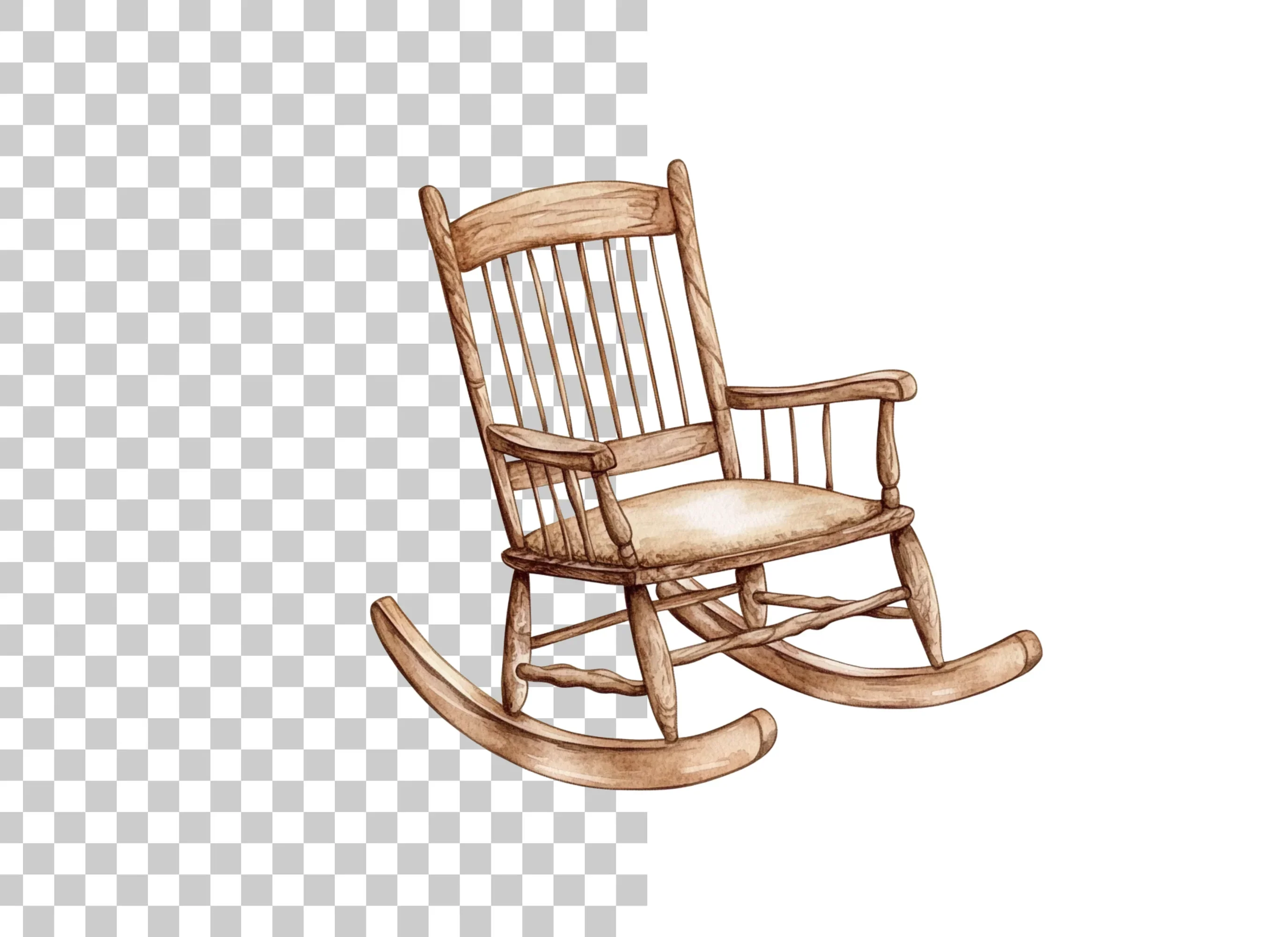 Vintage Wooden Rocking Chair Clipart Bundle - Image 2